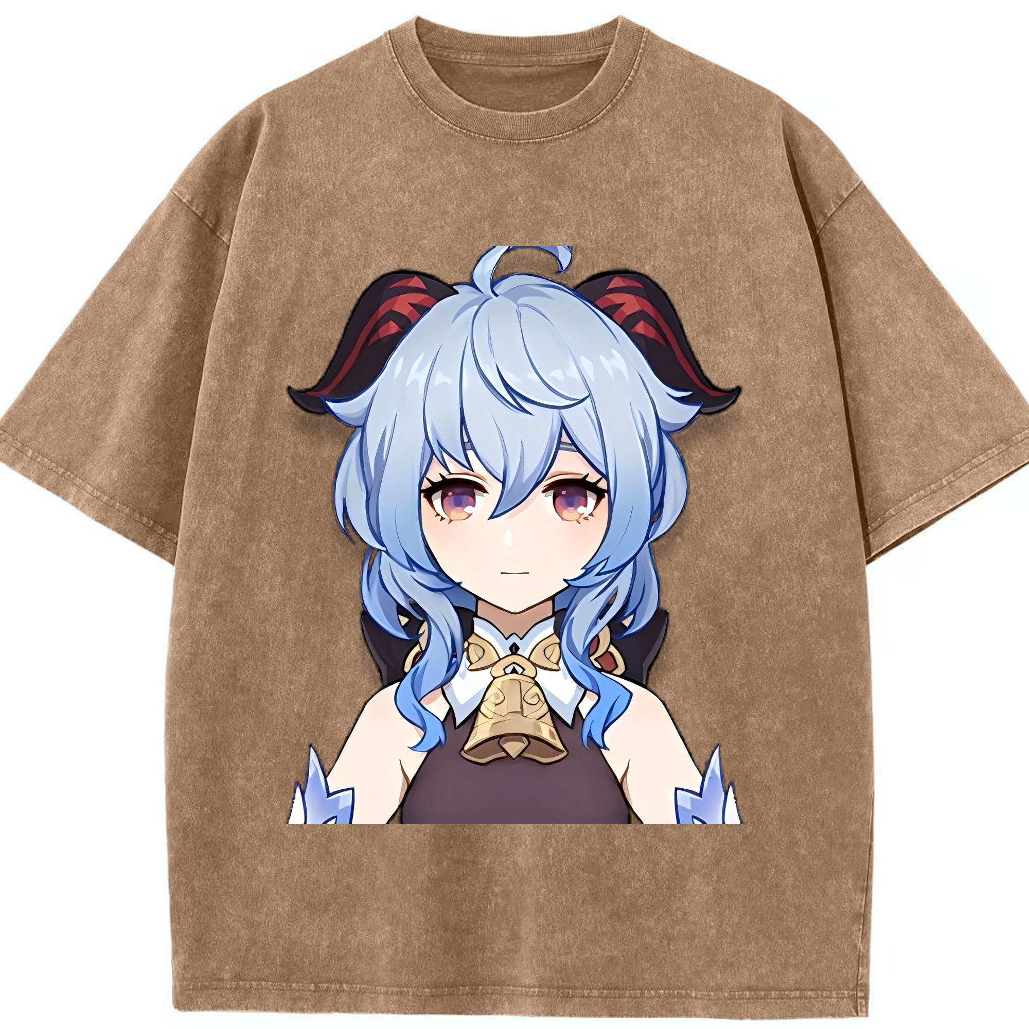 げんし神 甘雨 かんう genshin Ganyu 綿100% ヴィンテージ風 半袖Tシャツ（フロントプリント）