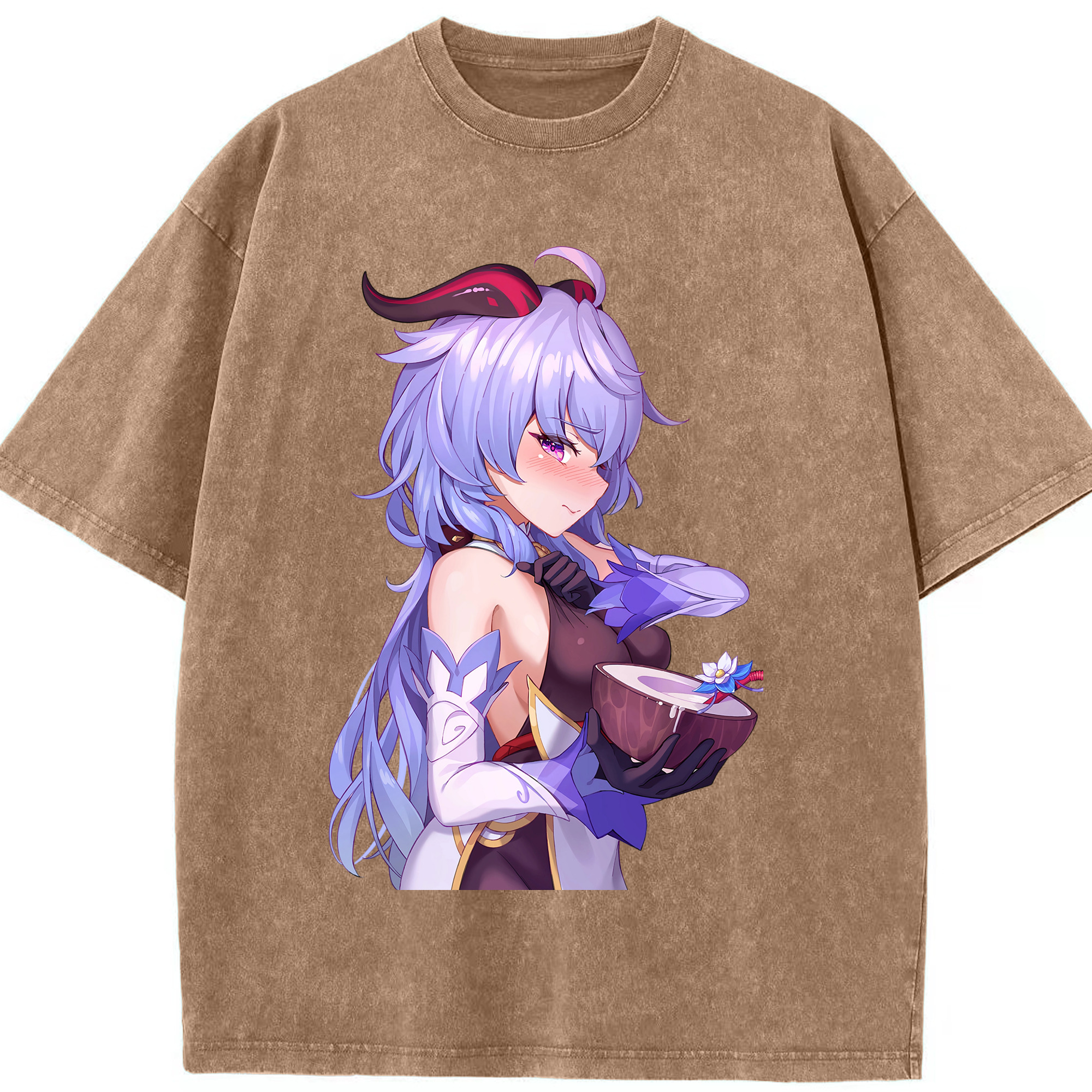 げんし神 甘雨 かんう genshin Ganyu 綿100% ヴィンテージ風 半袖Tシャツ（フロントプリント）