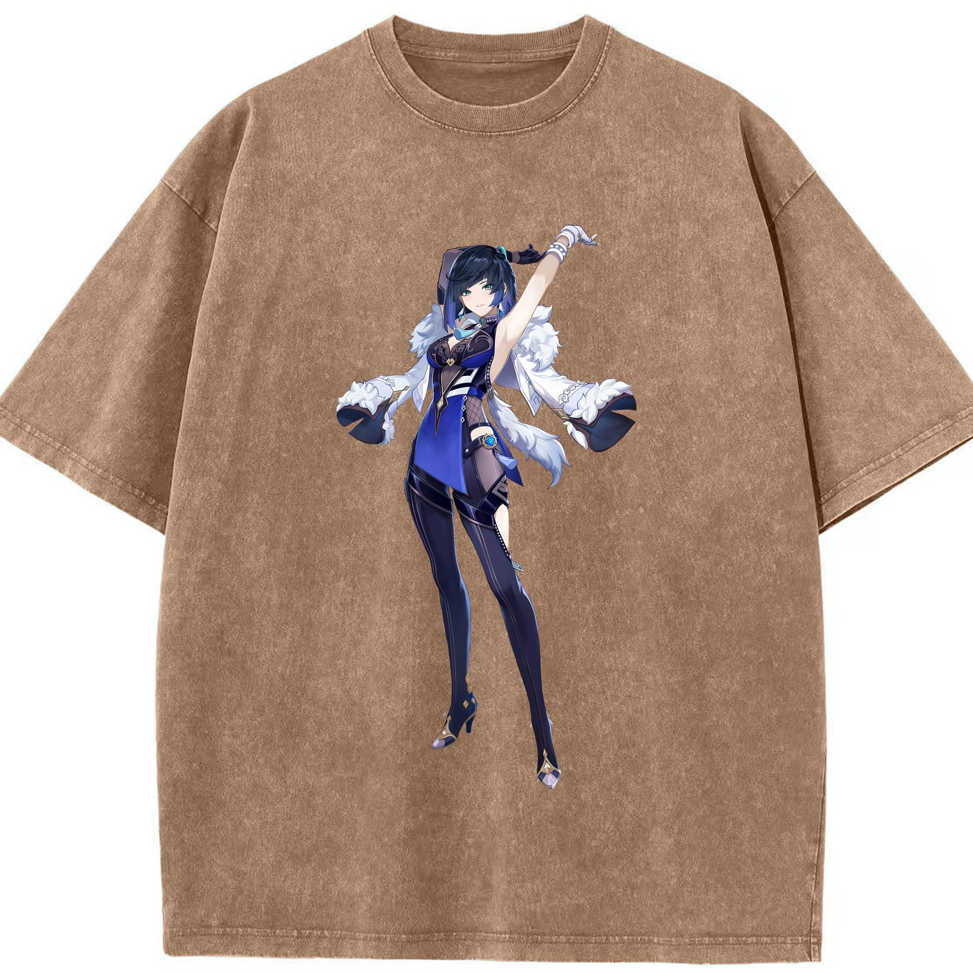 げんし神 夜兰 やらん genshin Yaran 綿100% ヴィンテージ風 半袖Tシャツ（フロントプリント）