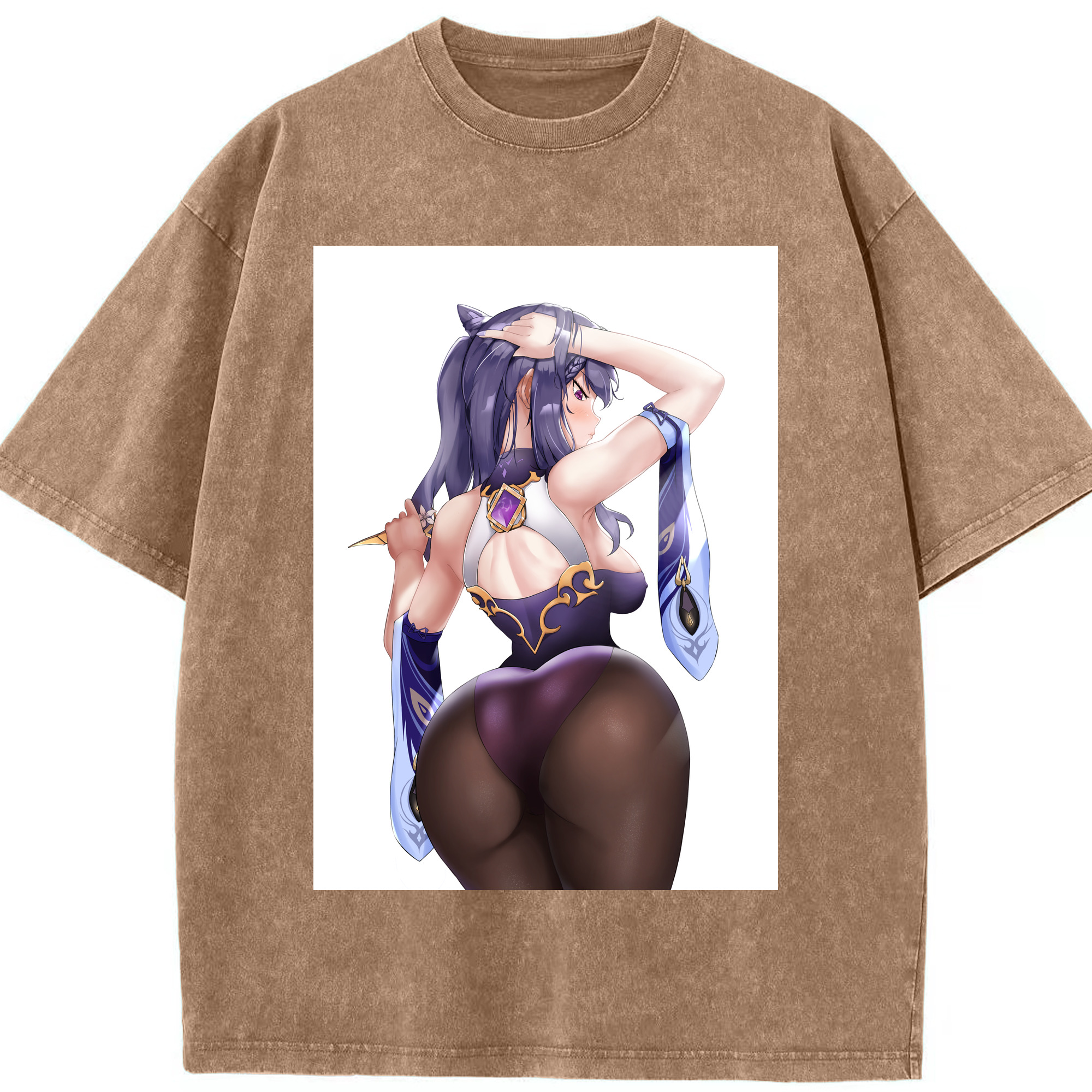 げんし神 刻晴 こくせい genshin Kokusei 綿100% ヴィンテージ風 半袖Tシャツ（フロントプリント）