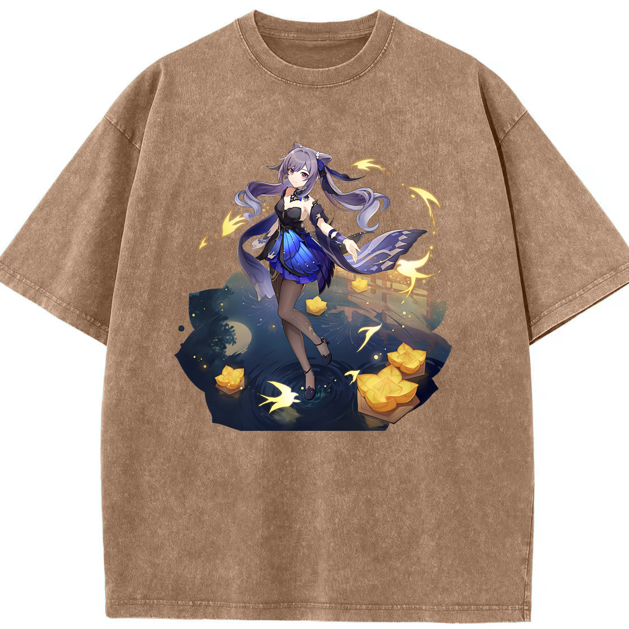 げんし神 刻晴 こくせい genshin Kokusei 綿100% ヴィンテージ風 半袖Tシャツ（フロントプリント）