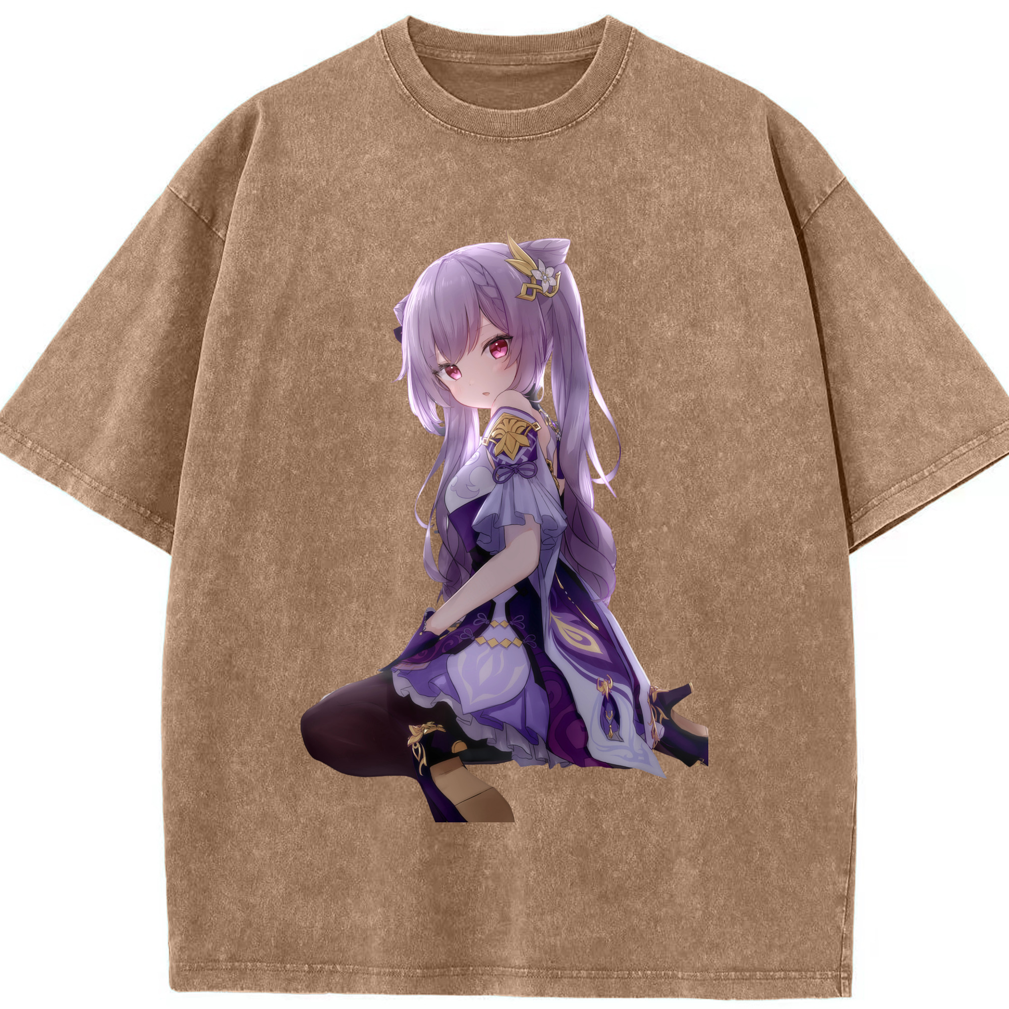 げんし神 刻晴 こくせい genshin Kokusei 綿100% ヴィンテージ風 半袖Tシャツ（フロントプリント）