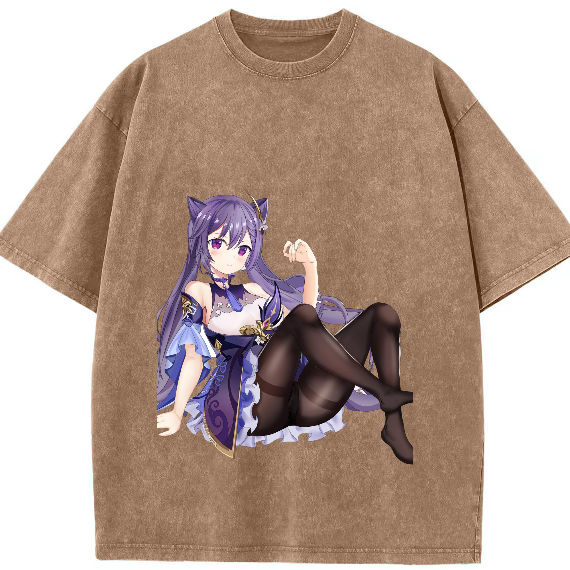 げんし神 刻晴 こくせい genshin Kokusei 綿100% ヴィンテージ風 半袖Tシャツ（フロントプリント）
