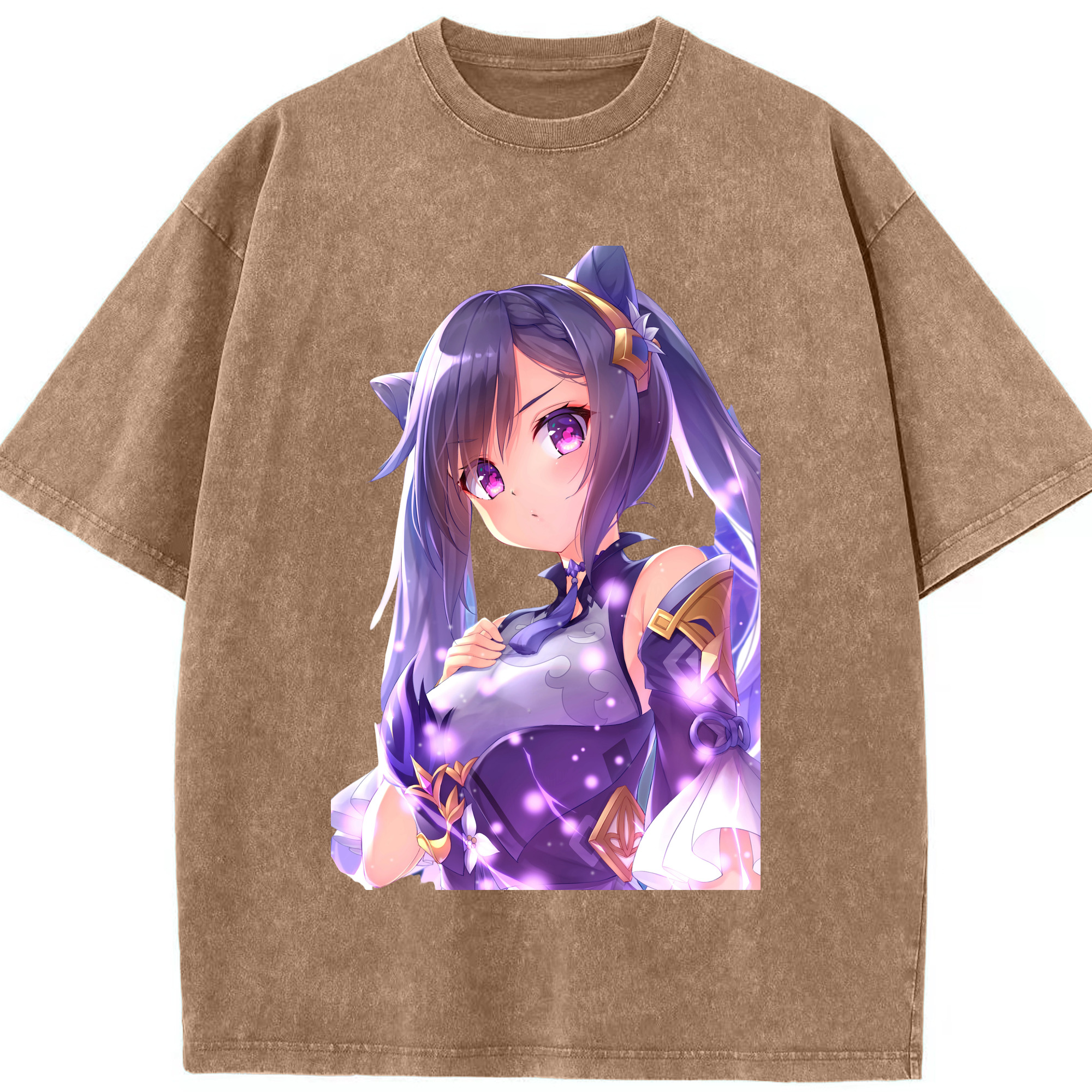 げんし神 刻晴 こくせい genshin Kokusei 綿100% ヴィンテージ風 半袖Tシャツ（フロントプリント）