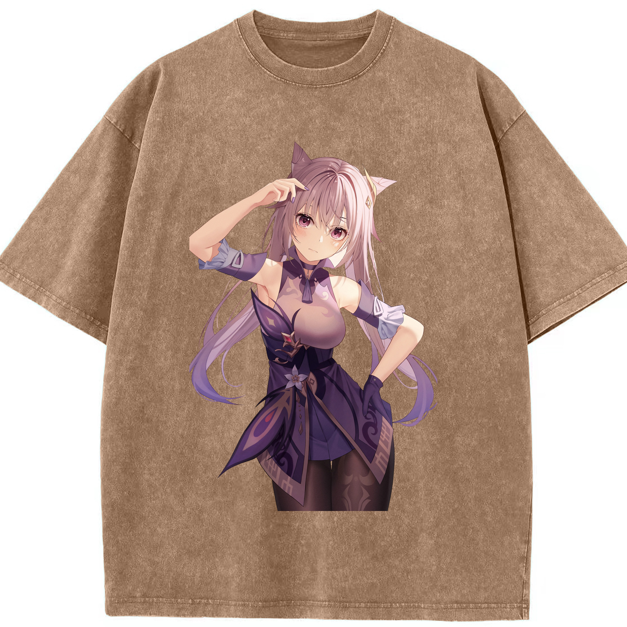 げんし神 刻晴 こくせい genshin Kokusei 綿100% ヴィンテージ風 半袖Tシャツ（フロントプリント）