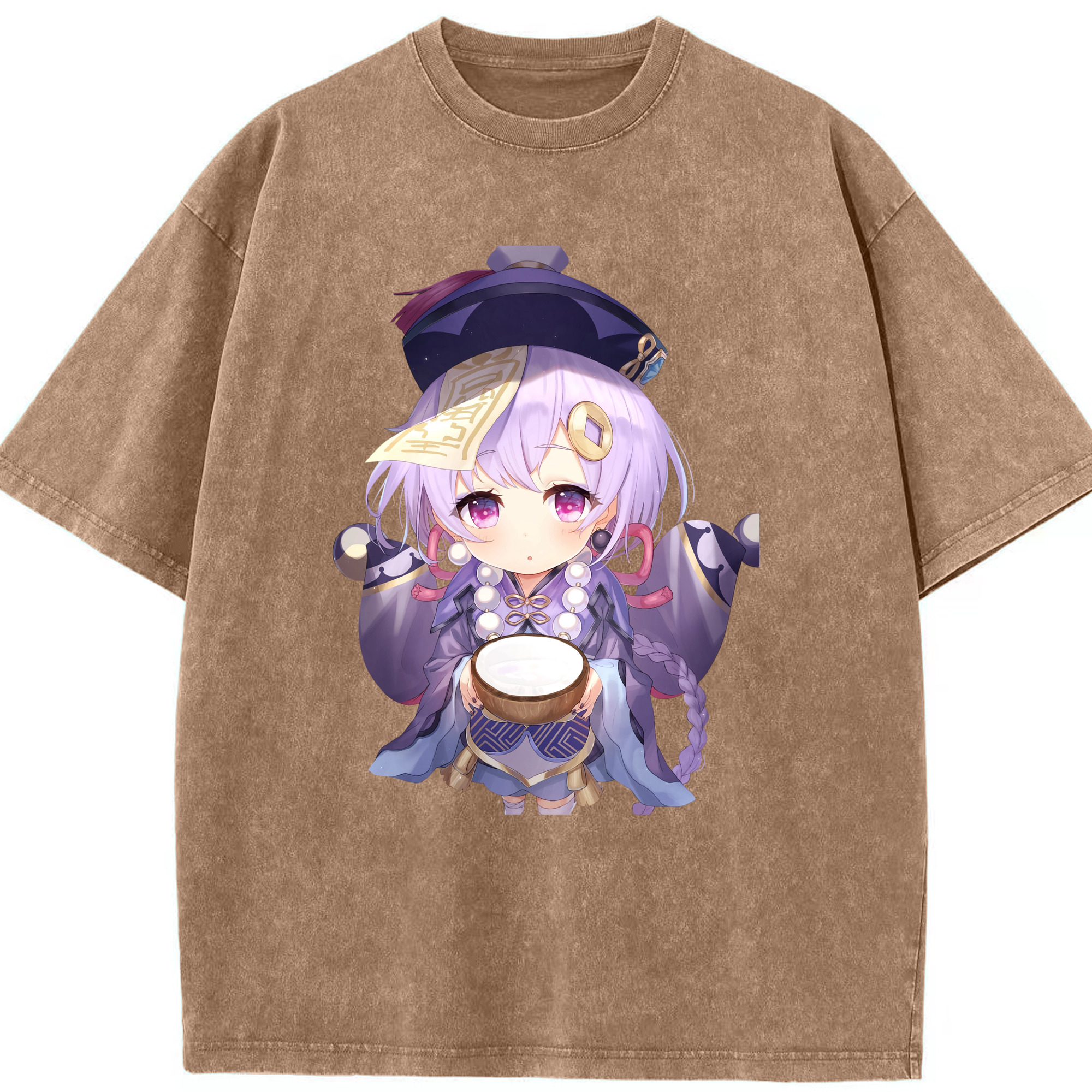 げんし神 七七 なな  genshin Nana 綿100% ヴィンテージ風 半袖Tシャツ（フロントプリント）