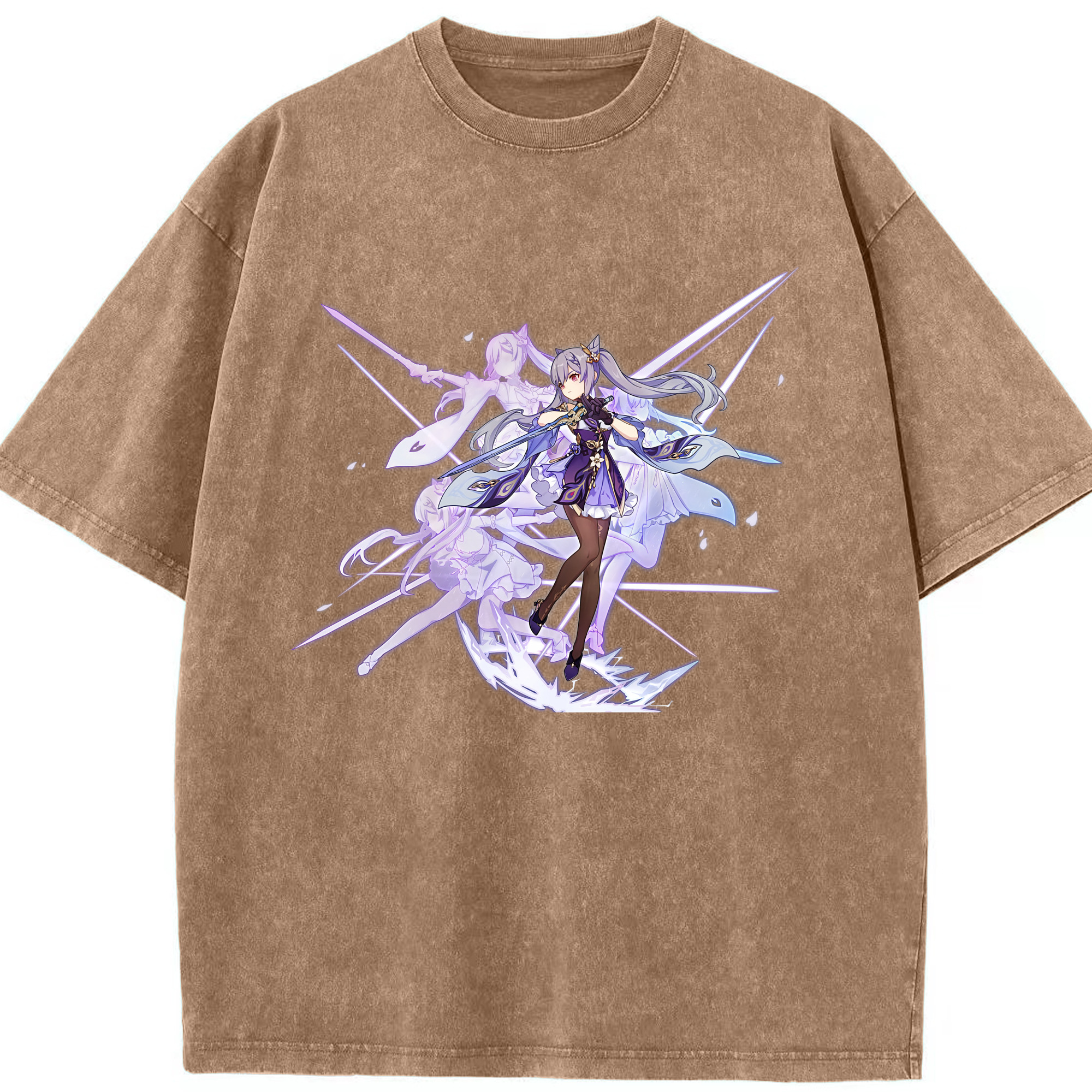げんし神 刻晴 こくせい genshin Kokusei 綿100% ヴィンテージ風 半袖Tシャツ（フロントプリント）