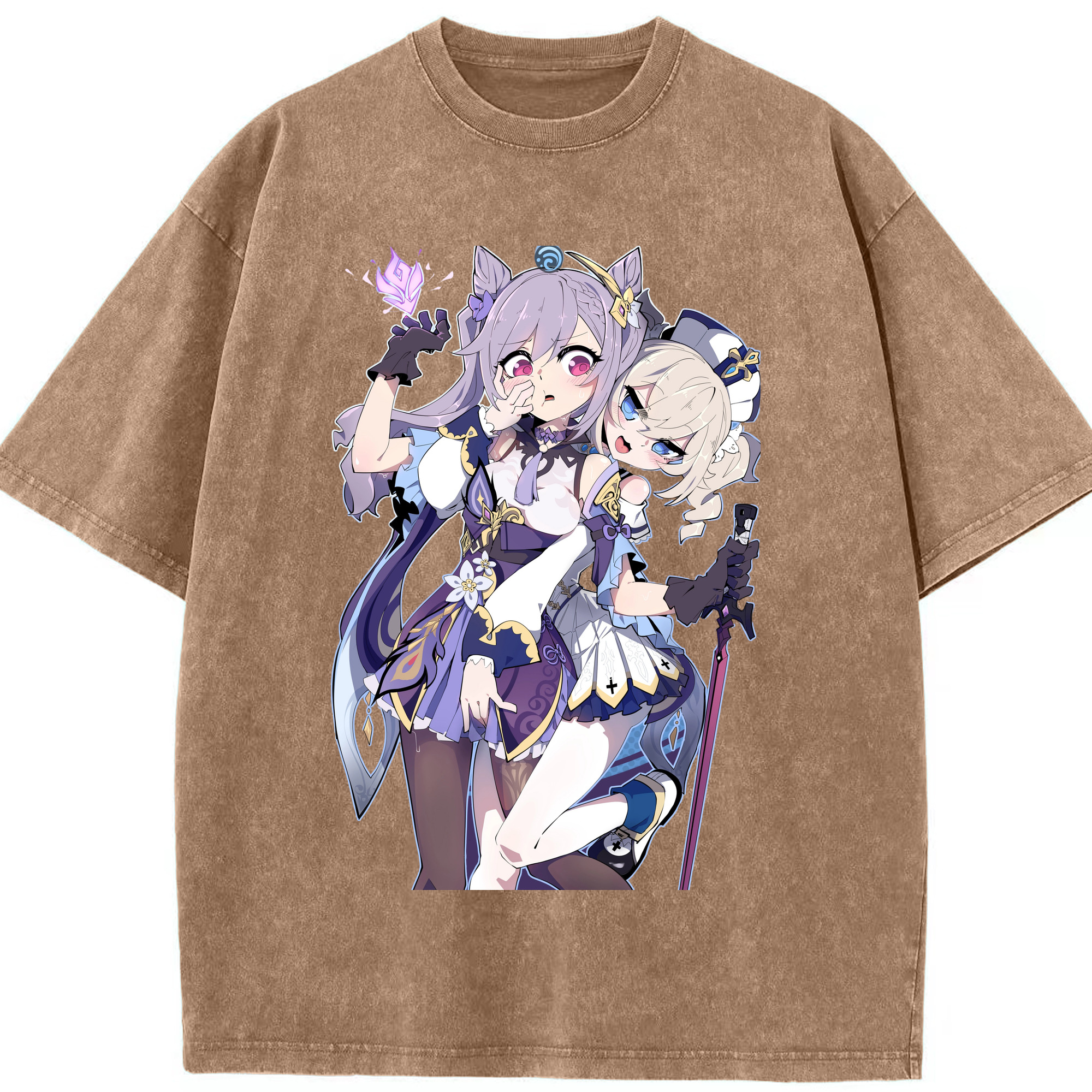 げんし神 刻晴 こくせい genshin Kokusei 綿100% ヴィンテージ風 半袖Tシャツ（フロントプリント）
