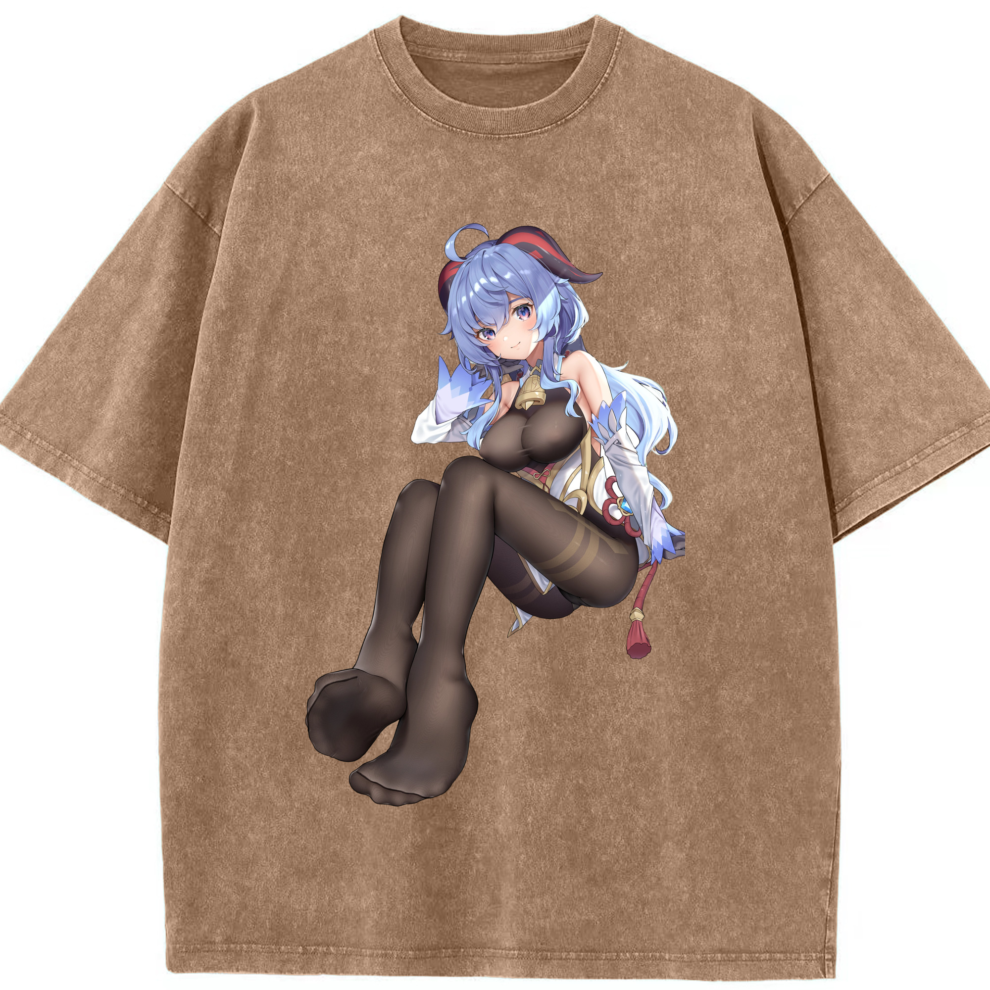 げんし神 甘雨 かんう genshin Ganyu 綿100% ヴィンテージ風 半袖Tシャツ（フロントプリント）