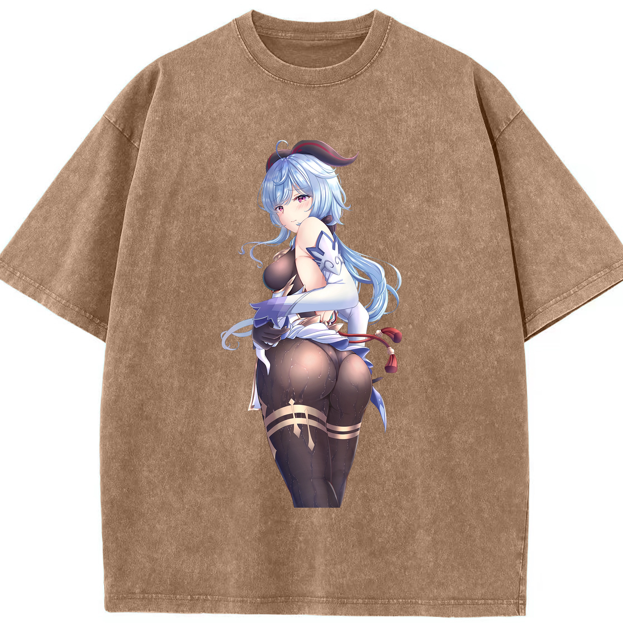 げんし神 甘雨 かんう genshin Ganyu 綿100% ヴィンテージ風 半袖Tシャツ（フロントプリント）