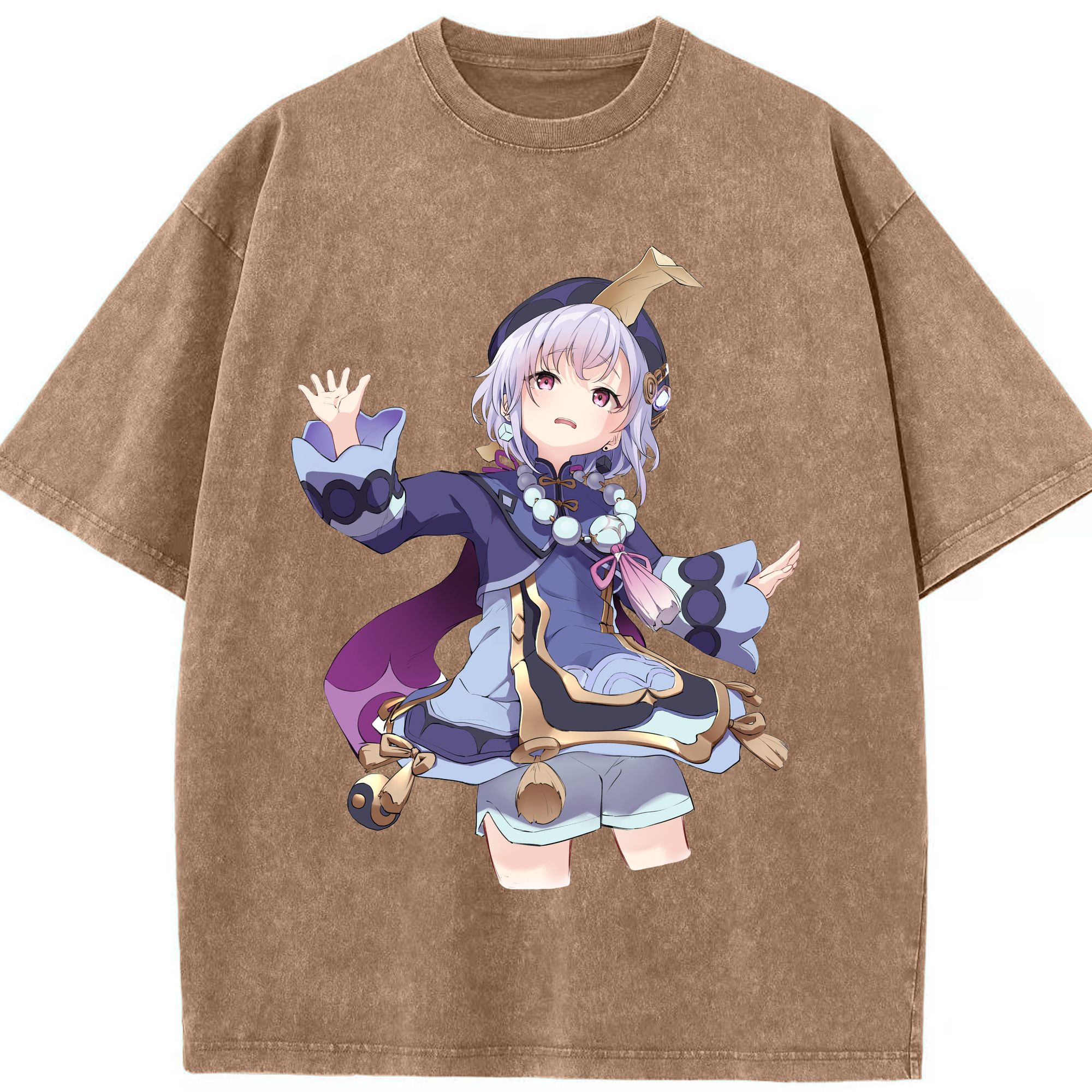 げんし神 七七 なな  genshin Nana 綿100% ヴィンテージ風 半袖Tシャツ（フロントプリント）