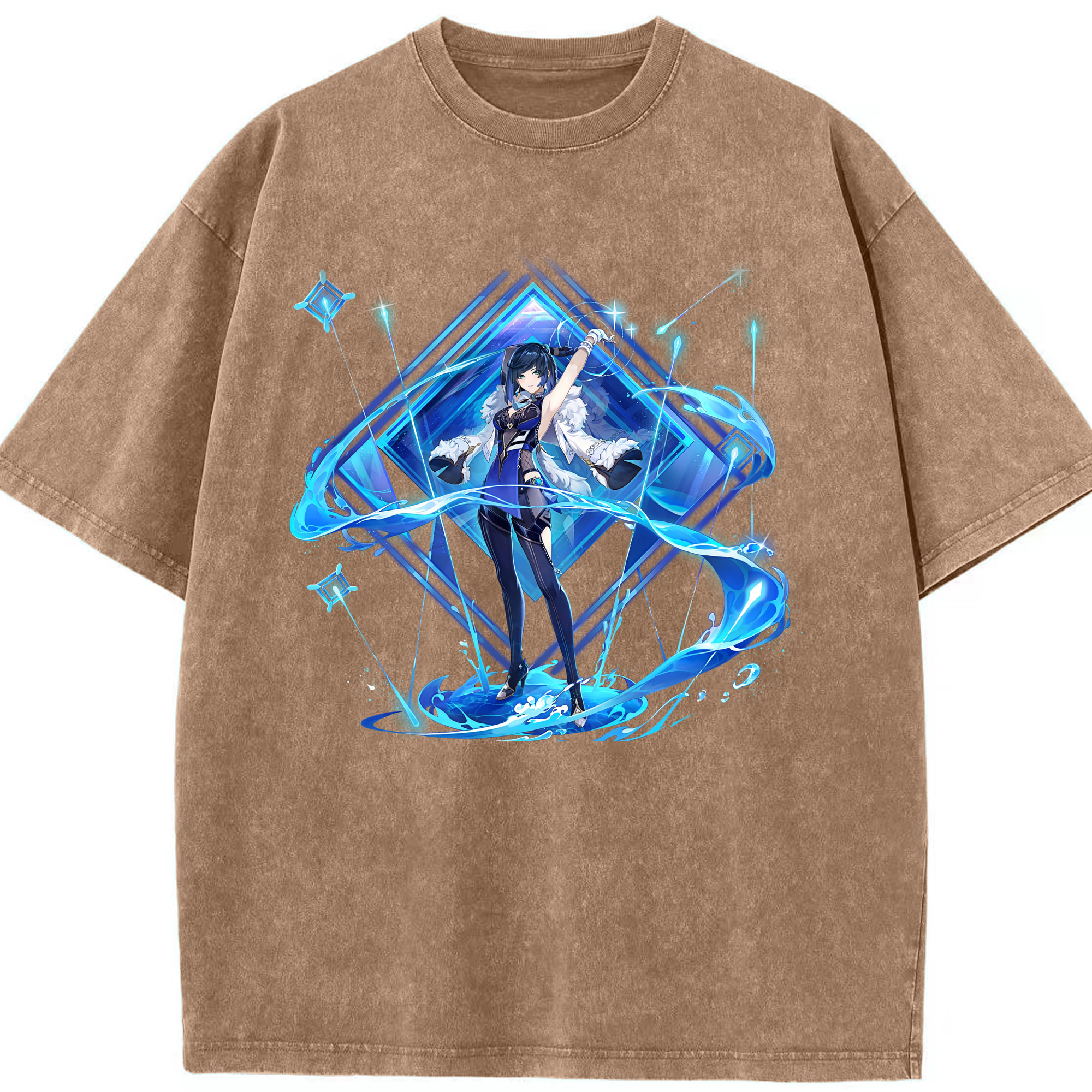 げんし神 夜兰 やらん genshin Yaran 綿100% ヴィンテージ風 半袖Tシャツ（フロントプリント）