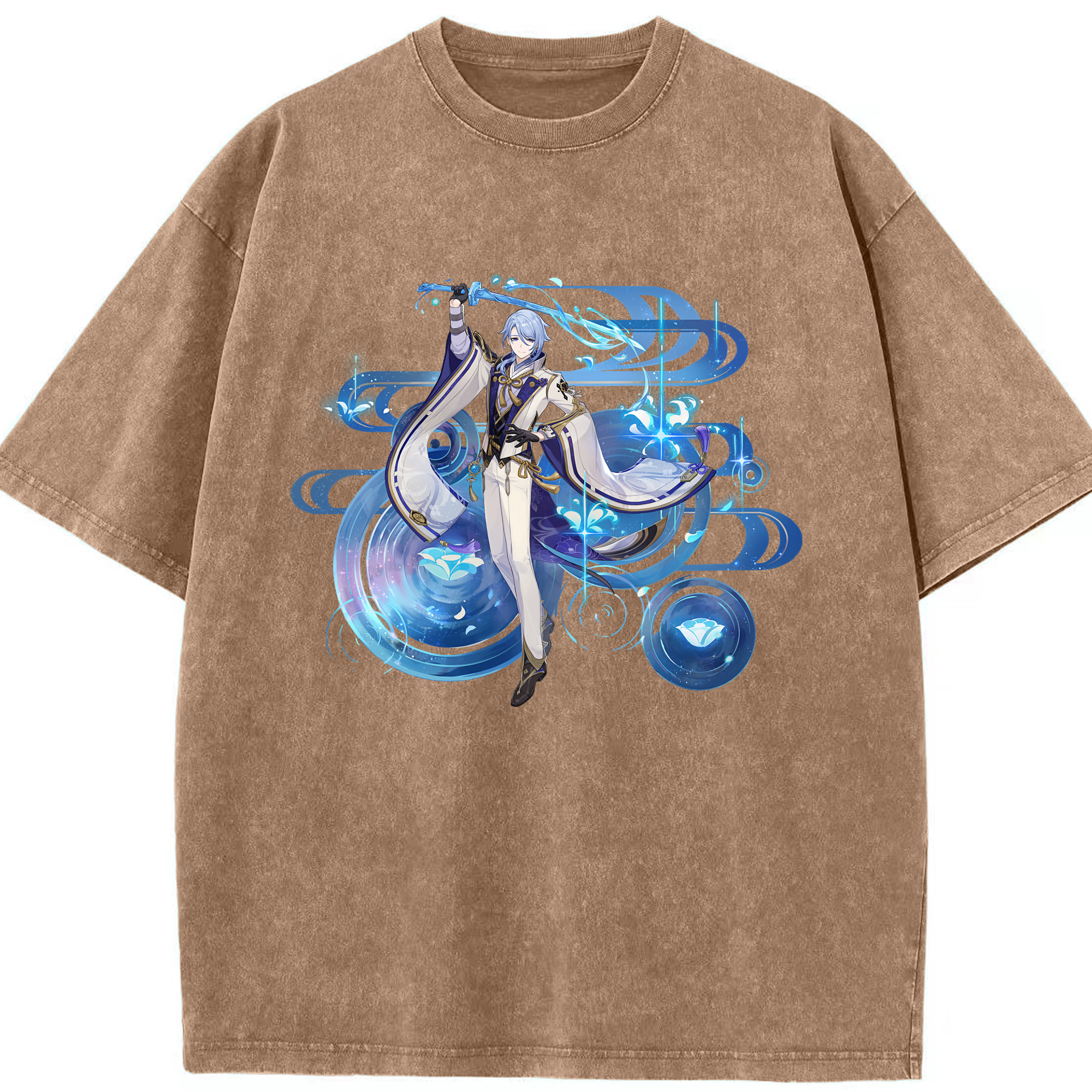 げんし神 神里綾人 かみさとあやと genshin Kamisato Ayato 綿100% ヴィンテージ風 半袖Tシャツ（フロントプリント）