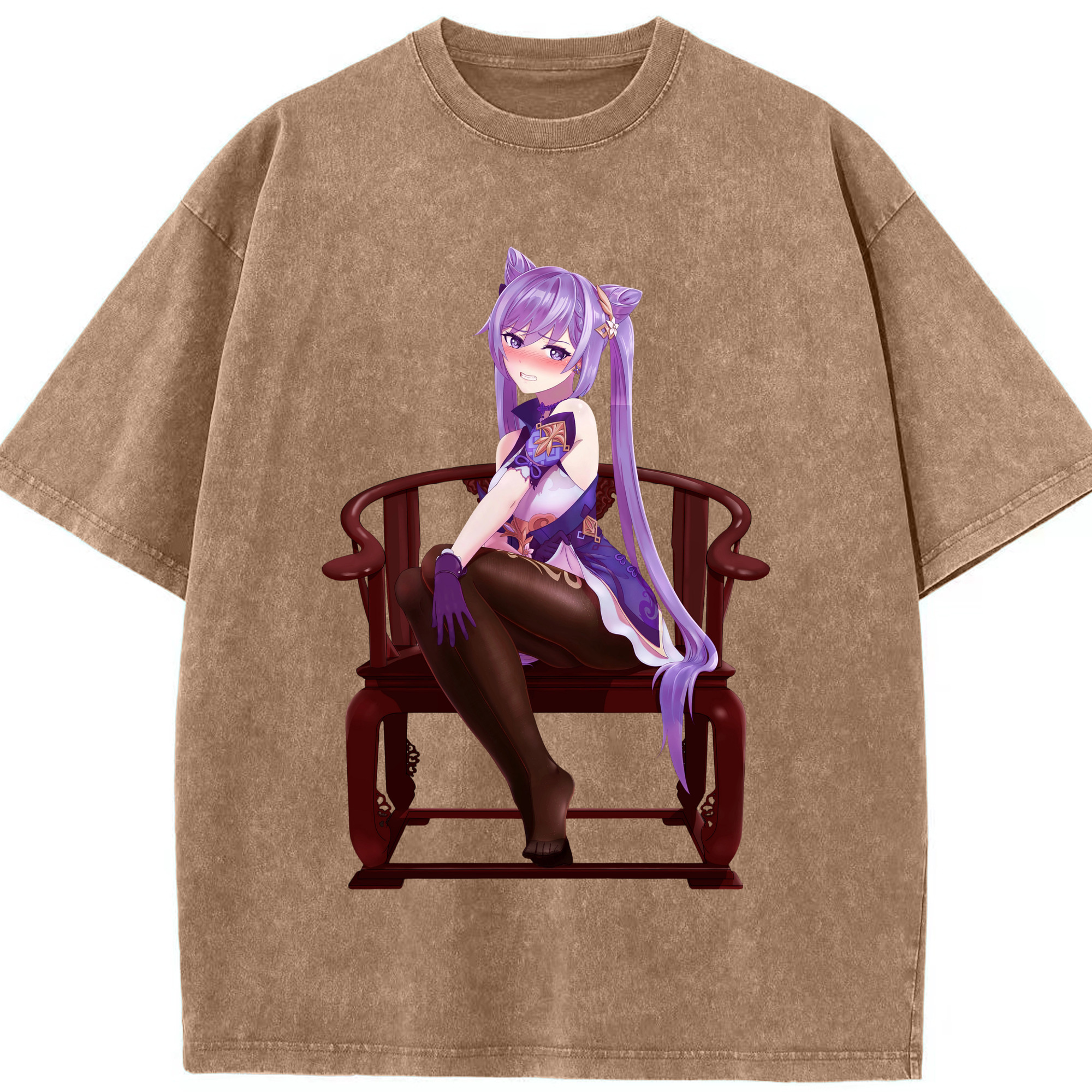 げんし神 刻晴 こくせい genshin Kokusei 綿100% ヴィンテージ風 半袖Tシャツ（フロントプリント）