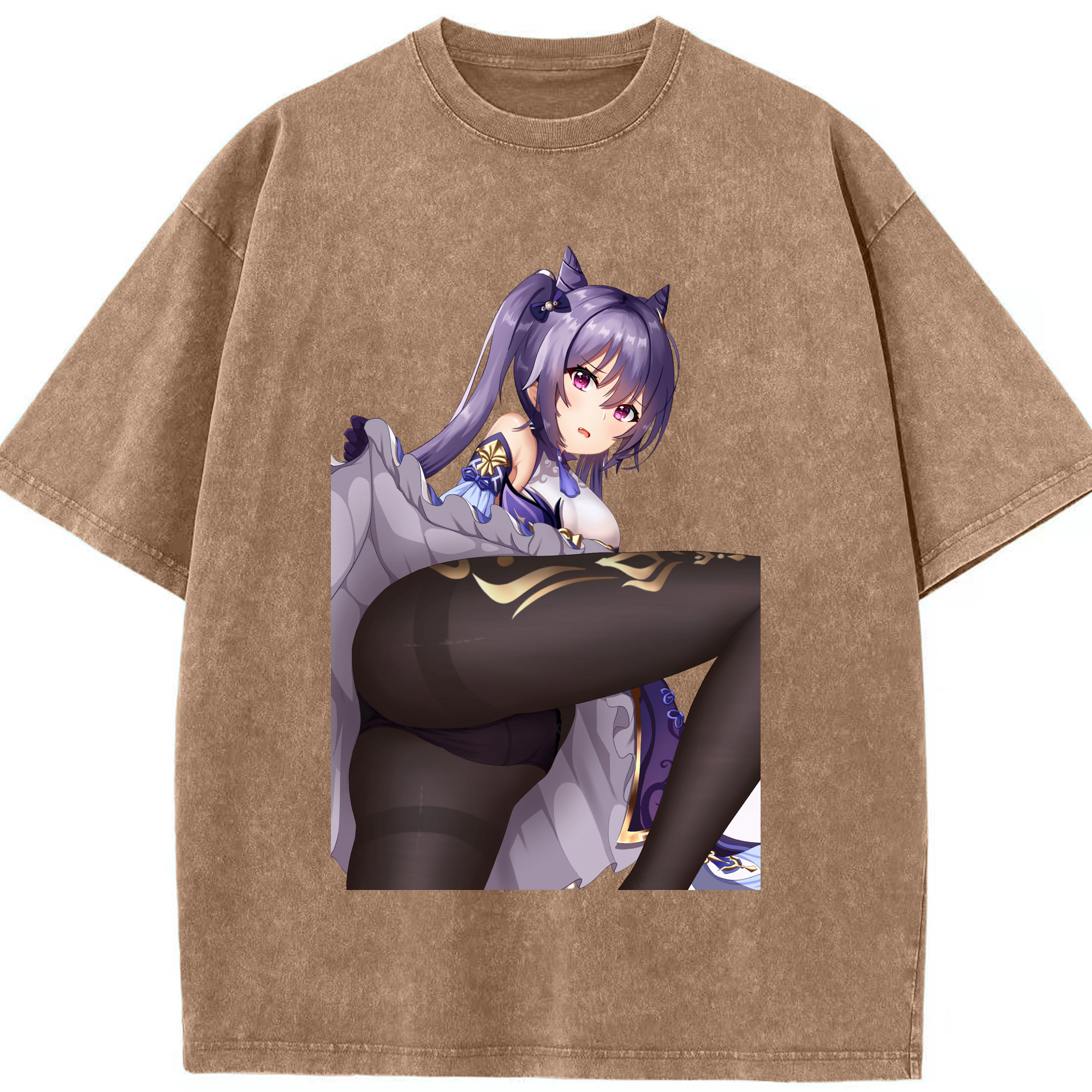 げんし神 刻晴 こくせい genshin Kokusei 綿100% ヴィンテージ風 半袖Tシャツ（フロントプリント）