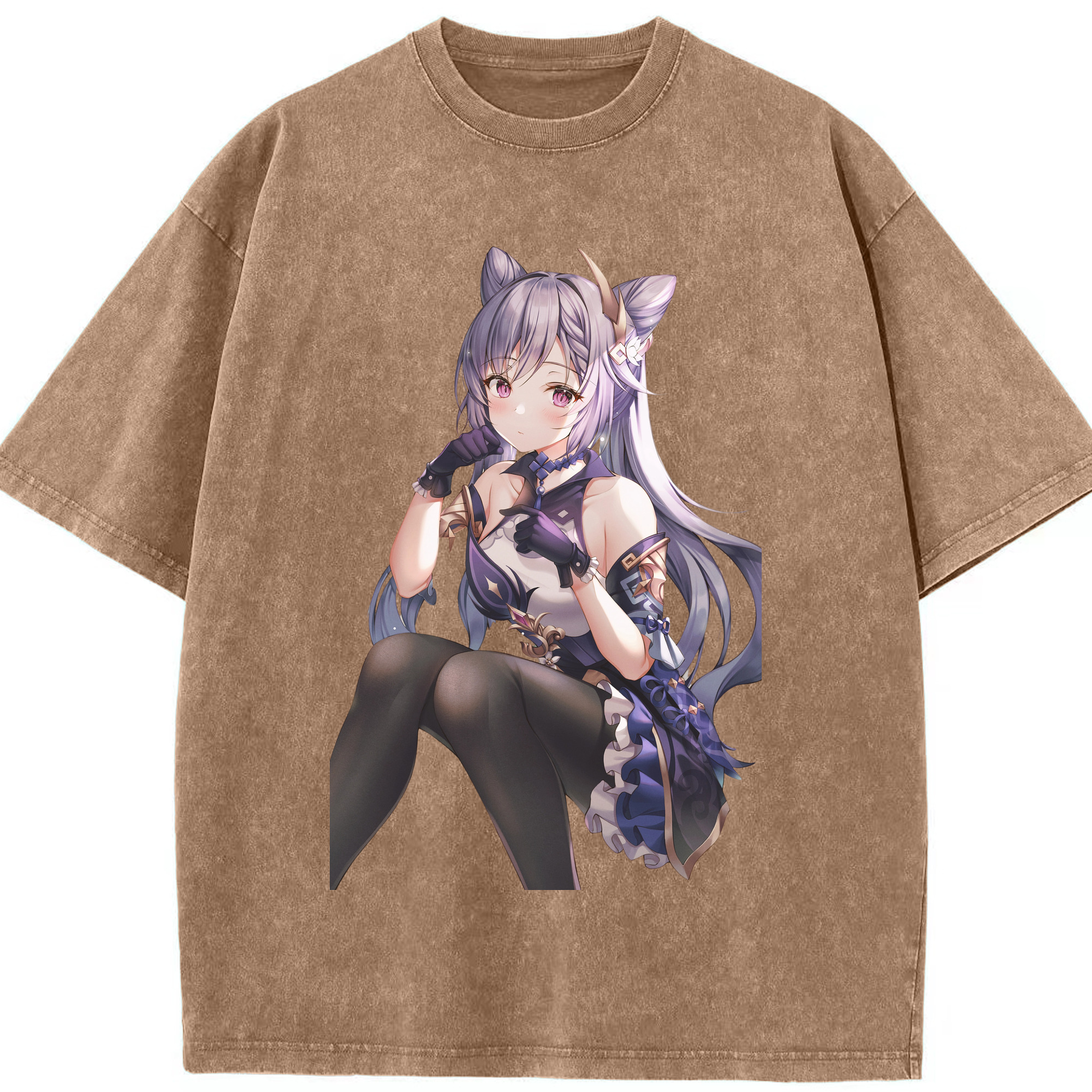 げんし神 刻晴 こくせい genshin Kokusei 綿100% ヴィンテージ風 半袖Tシャツ（フロントプリント）