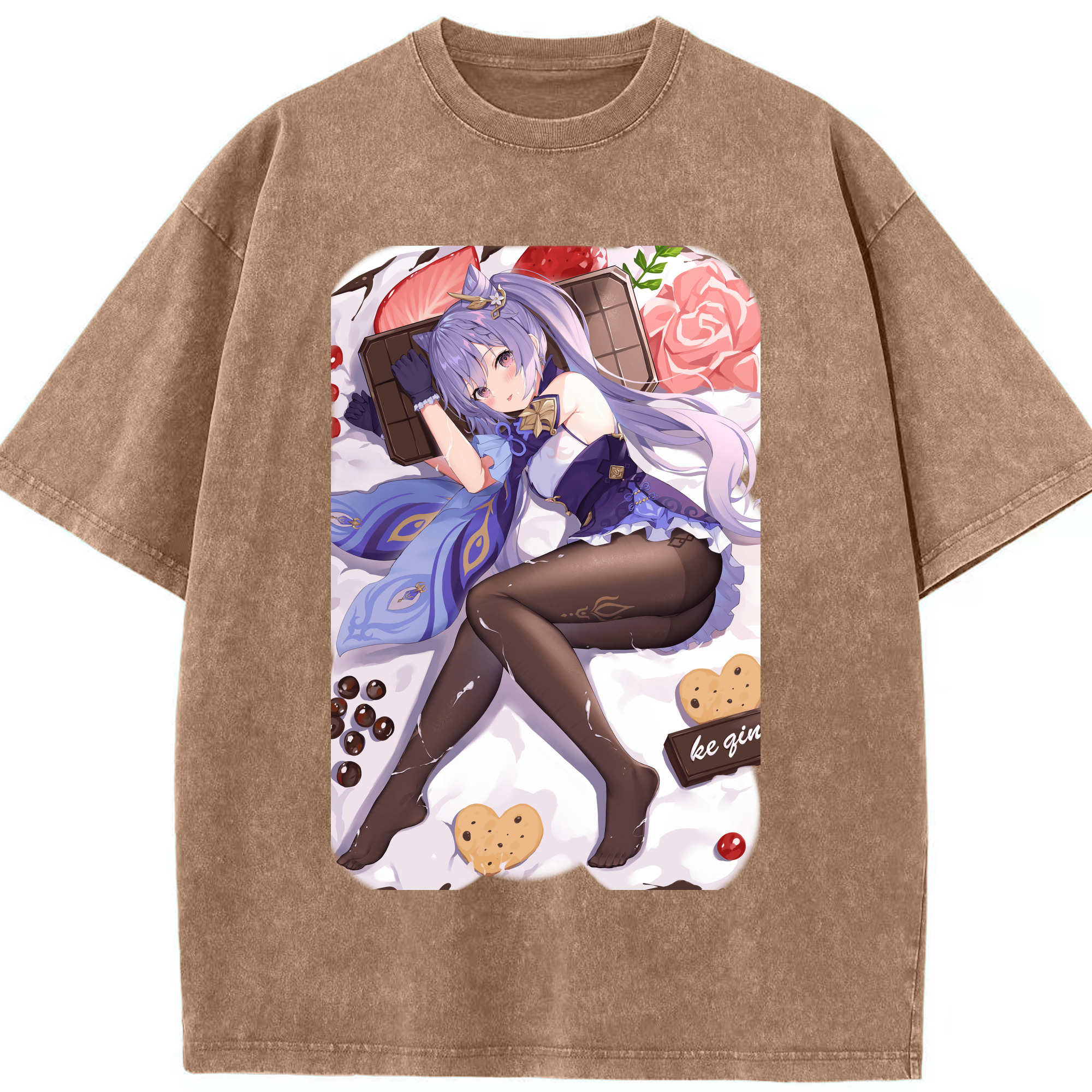 げんし神 刻晴 こくせい genshin Kokusei 綿100% ヴィンテージ風 半袖Tシャツ（フロントプリント）