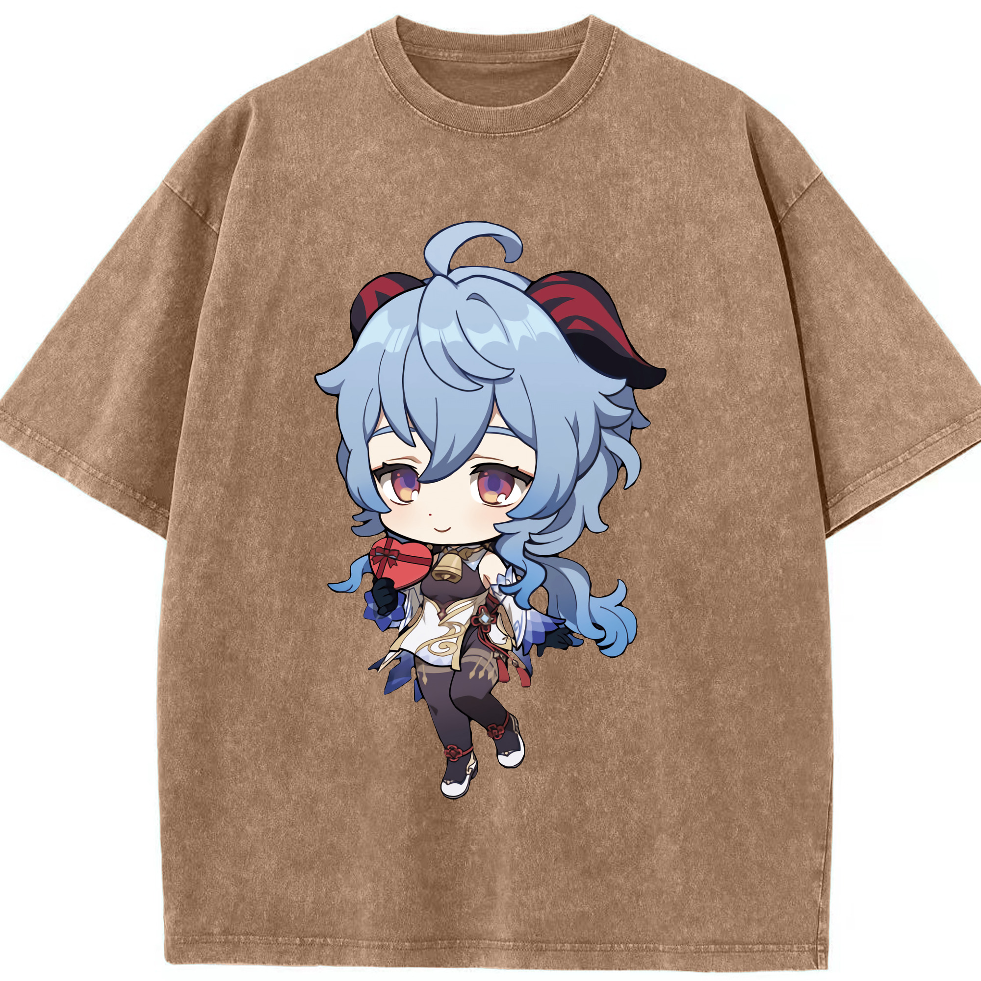 げんし神 甘雨 かんう genshin Ganyu 綿100% ヴィンテージ風 半袖Tシャツ（フロントプリント）