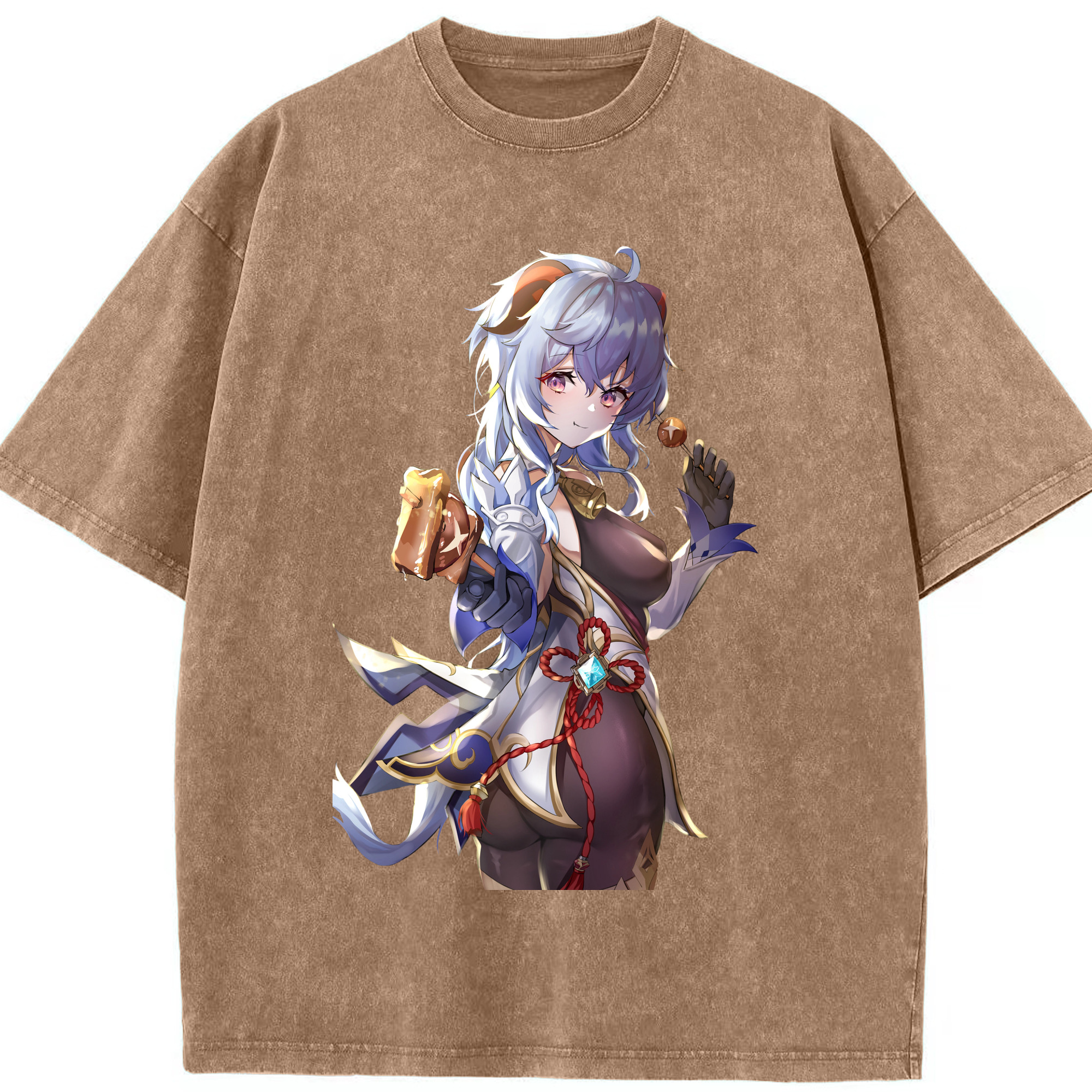 げんし神 甘雨 かんう genshin Ganyu 綿100% ヴィンテージ風 半袖Tシャツ（フロントプリント）