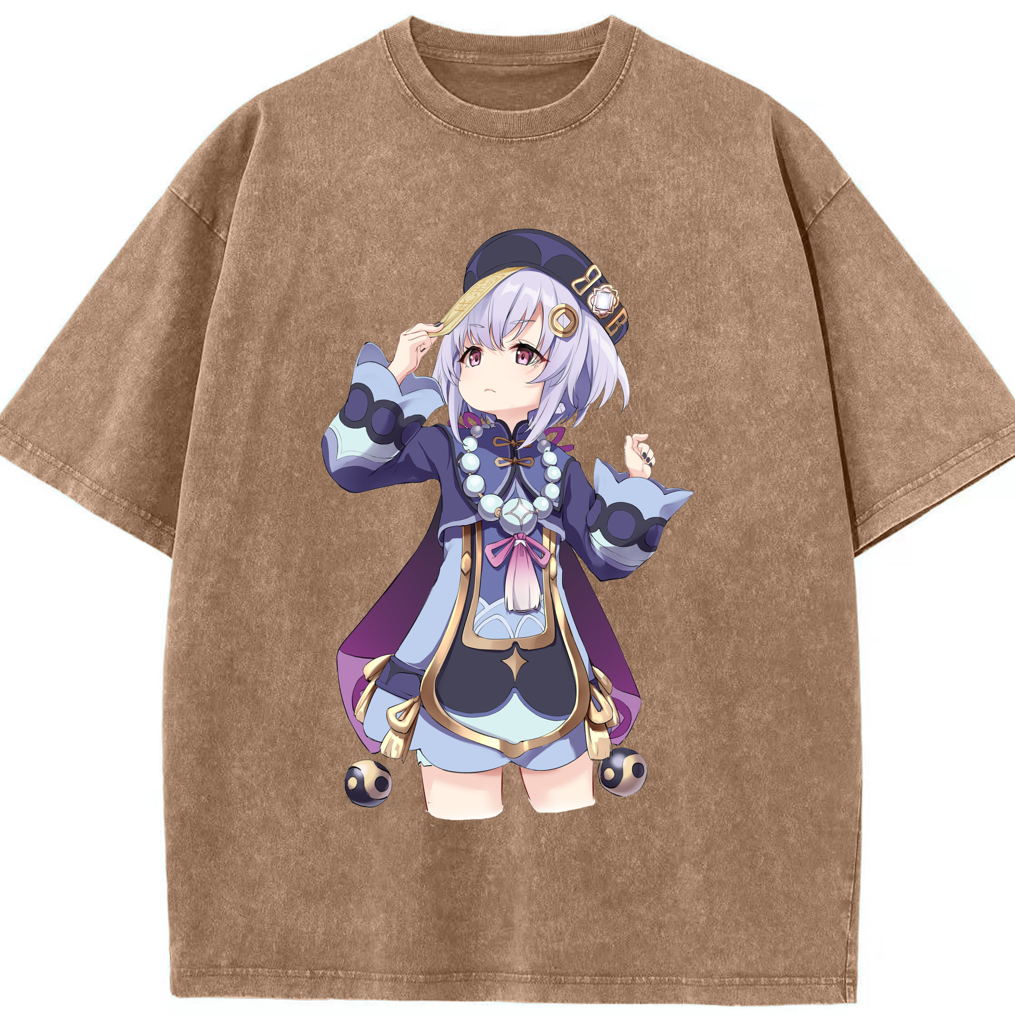げんし神 七七 なな  genshin Nana 綿100% ヴィンテージ風 半袖Tシャツ（フロントプリント）