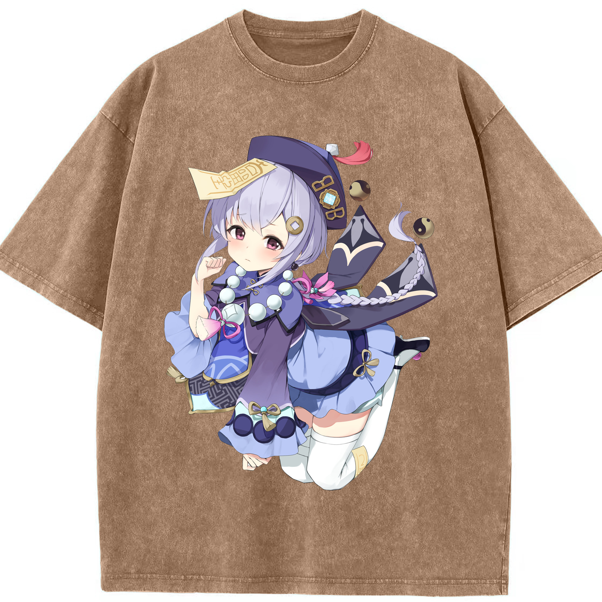 げんし神 七七 なな  genshin Nana 綿100% ヴィンテージ風 半袖Tシャツ（フロントプリント）