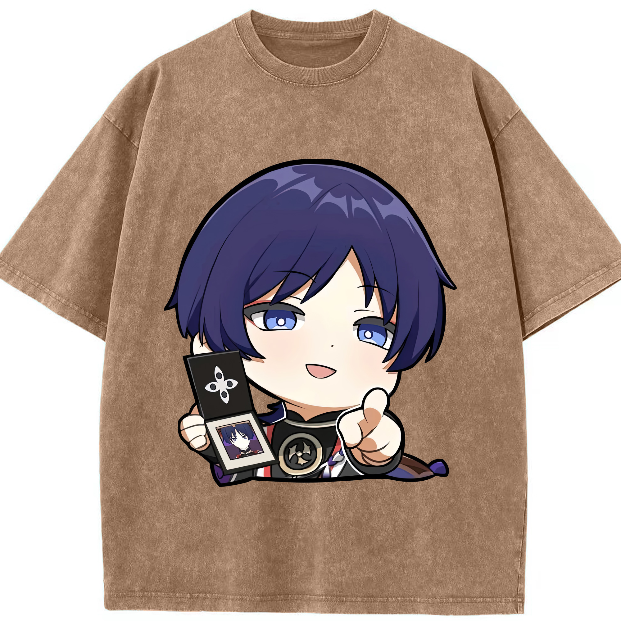 げんし神 さんペい genshin Sanpei 綿100% ヴィンテージ風 半袖Tシャツ（フロントプリント）