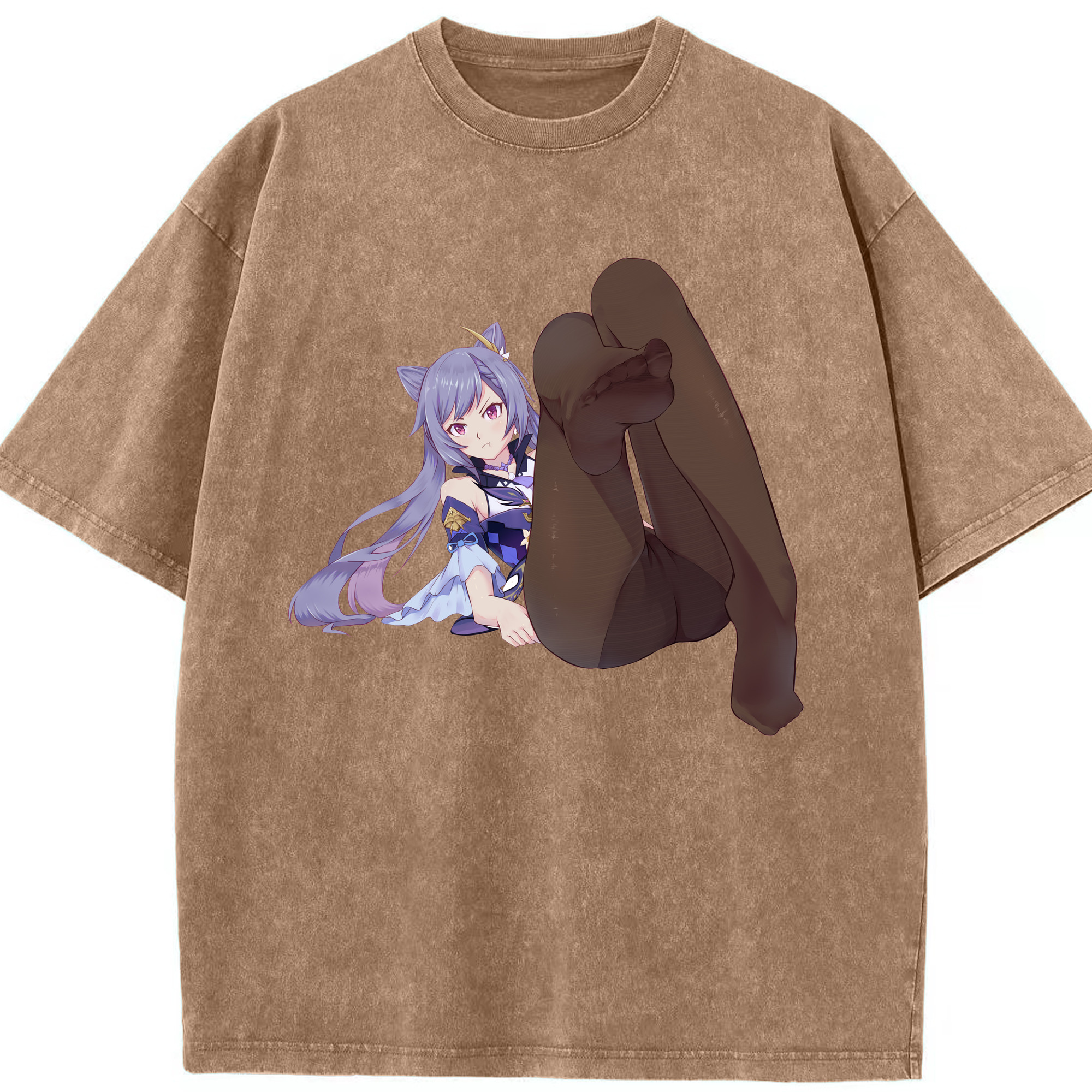 げんし神 刻晴 こくせい genshin Kokusei 綿100% ヴィンテージ風 半袖Tシャツ（フロントプリント）