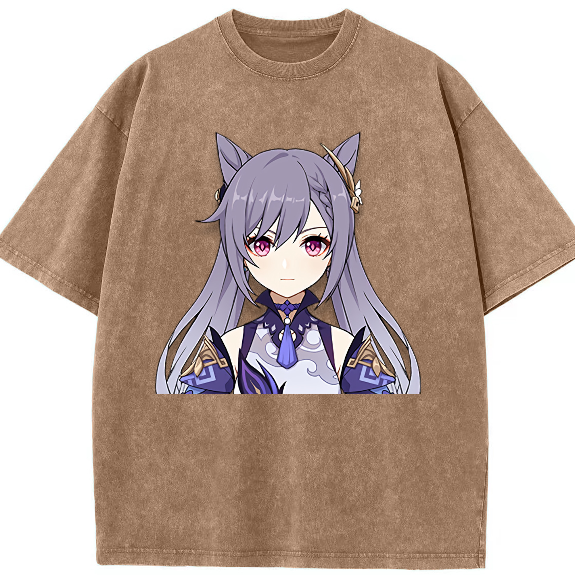 げんし神 刻晴 こくせい genshin Kokusei 綿100% ヴィンテージ風 半袖Tシャツ（フロントプリント）