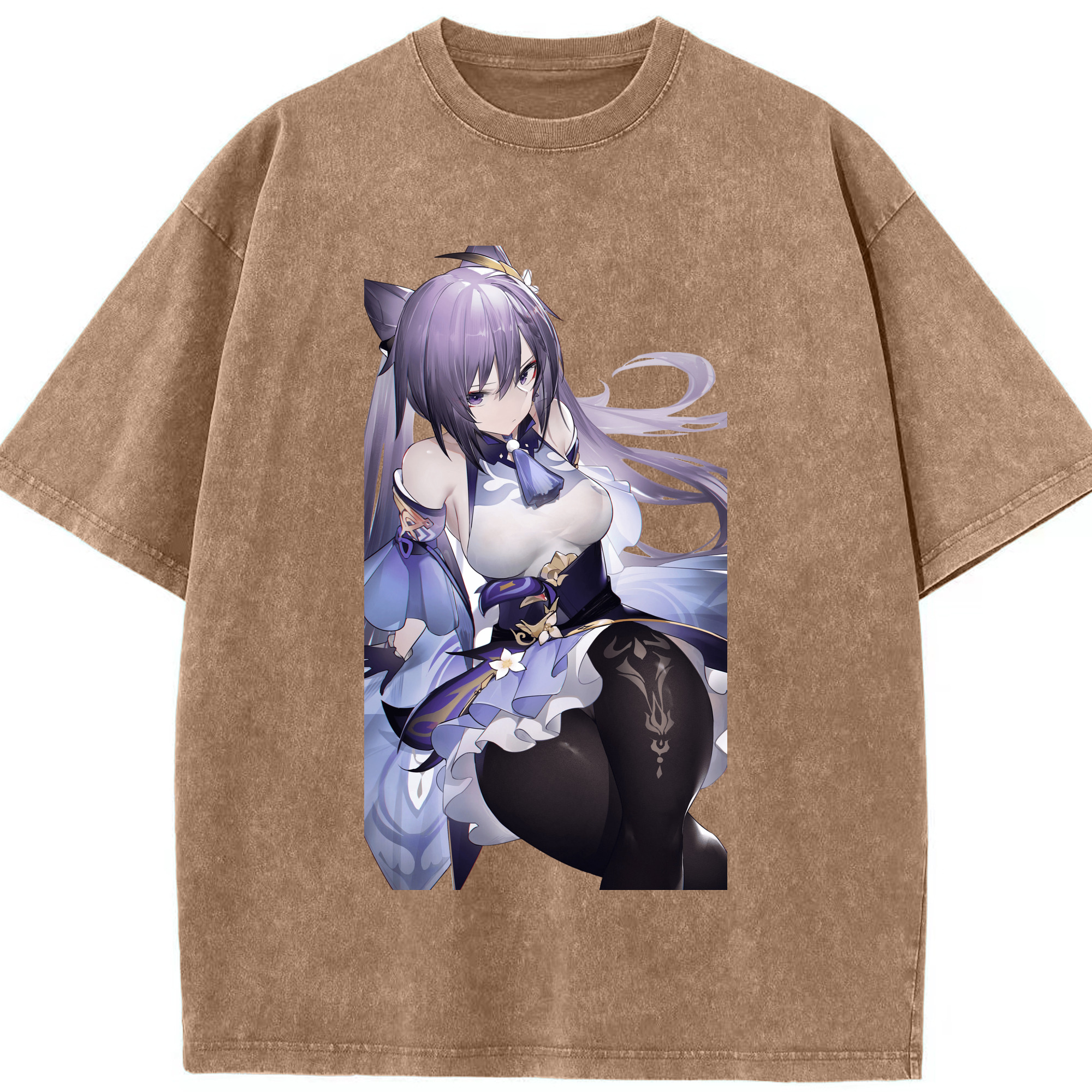 げんし神 刻晴 こくせい genshin Kokusei 綿100% ヴィンテージ風 半袖Tシャツ（フロントプリント）