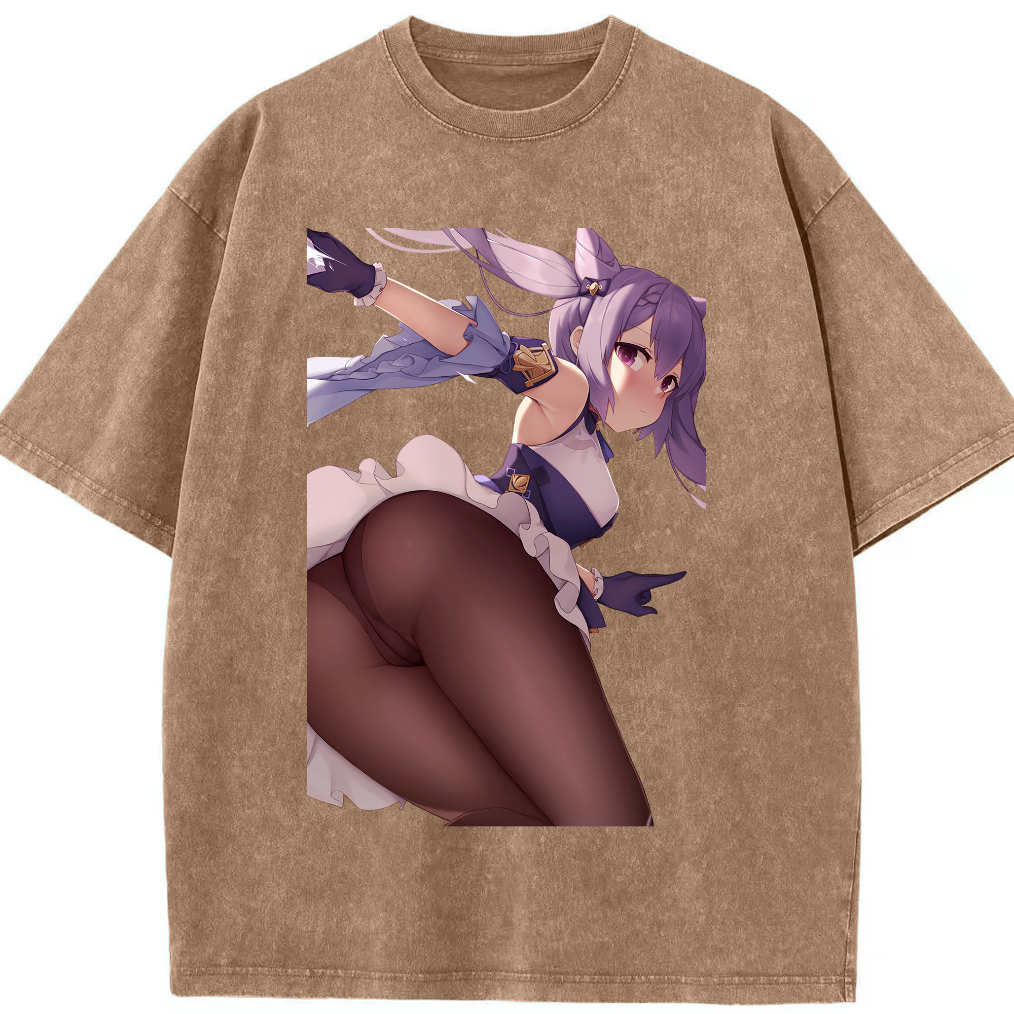 げんし神 刻晴 こくせい genshin Kokusei 綿100% ヴィンテージ風 半袖Tシャツ（フロントプリント）