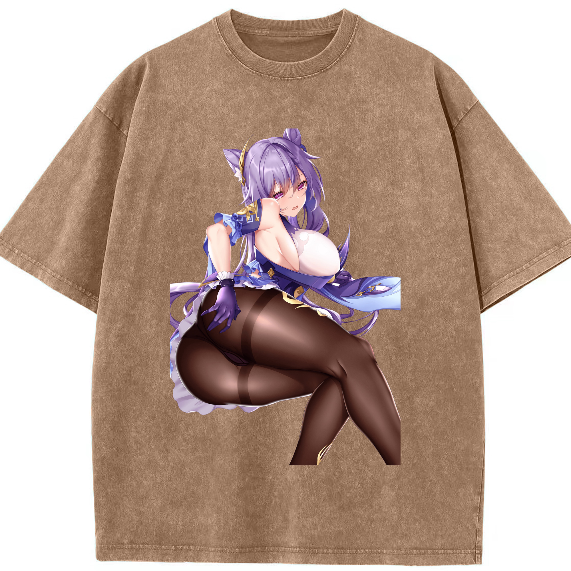 げんし神 刻晴 こくせい genshin Kokusei 綿100% ヴィンテージ風 半袖Tシャツ（フロントプリント）