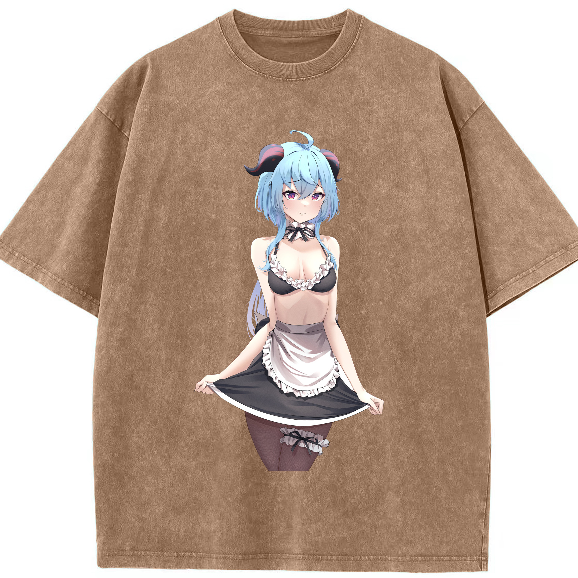 げんし神 甘雨 かんう genshin Ganyu 綿100% ヴィンテージ風 半袖Tシャツ（フロントプリント）