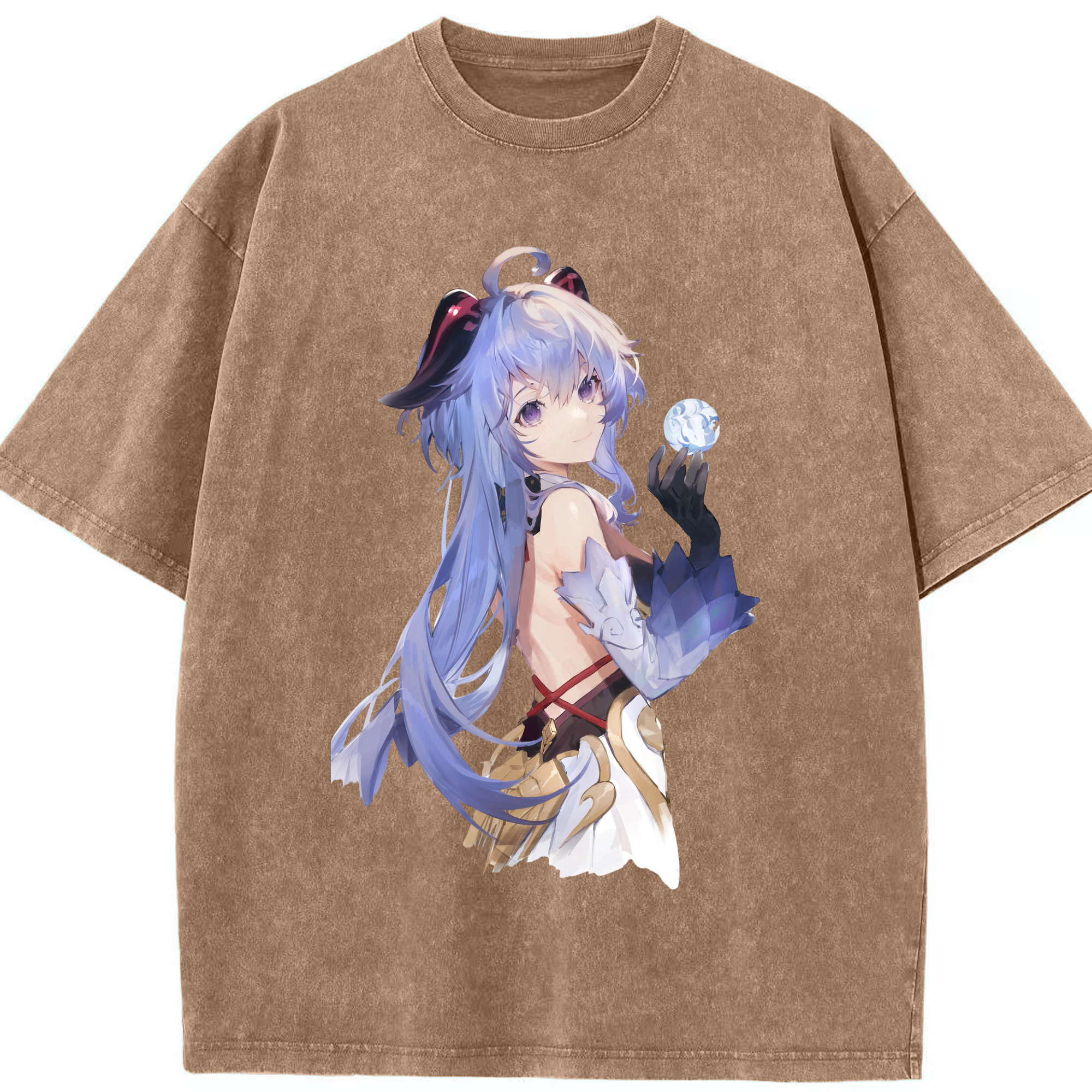 げんし神 甘雨 かんう genshin Ganyu 綿100% ヴィンテージ風 半袖Tシャツ（フロントプリント）