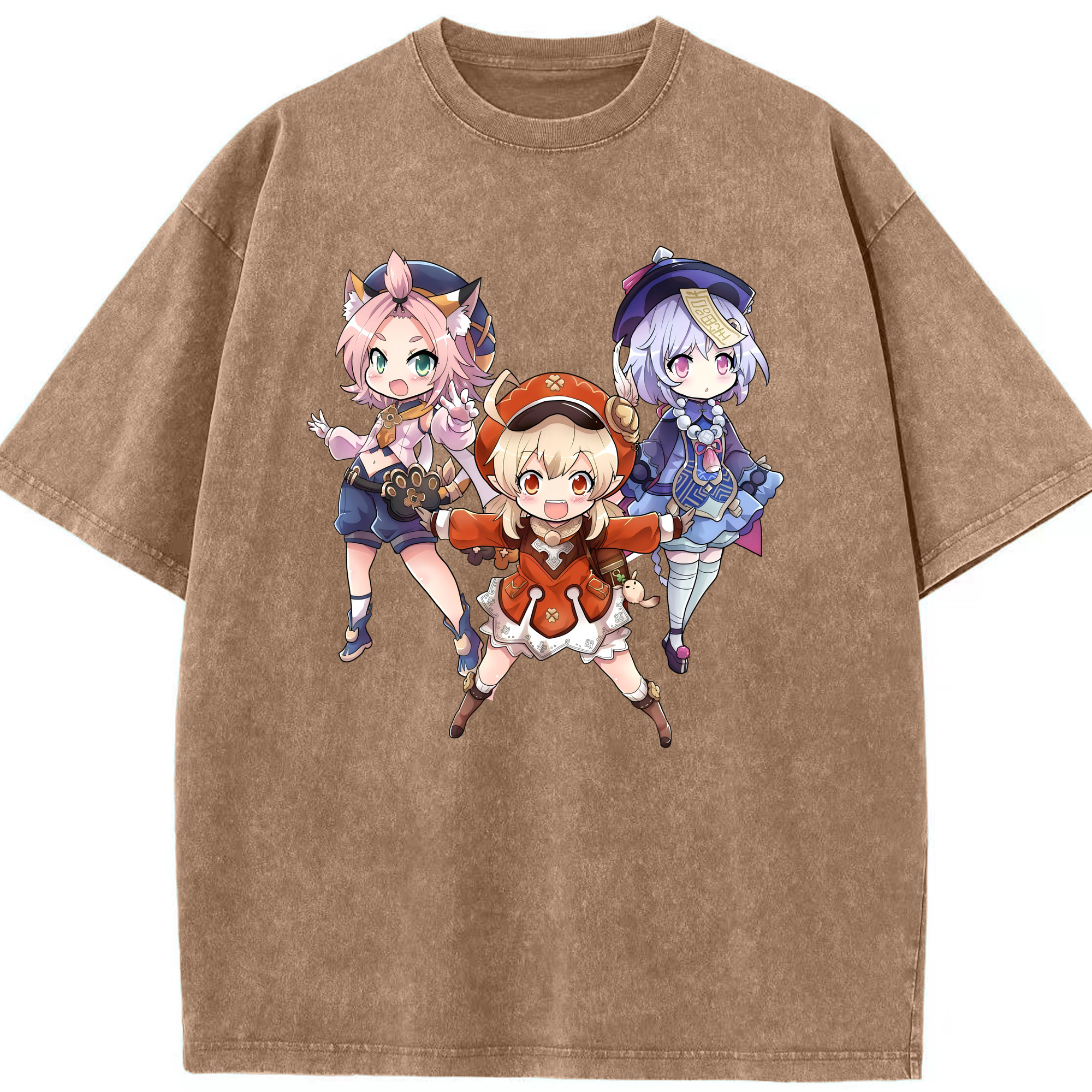 げんし神 七七 なな  genshin Nana 綿100% ヴィンテージ風 半袖Tシャツ（フロントプリント）