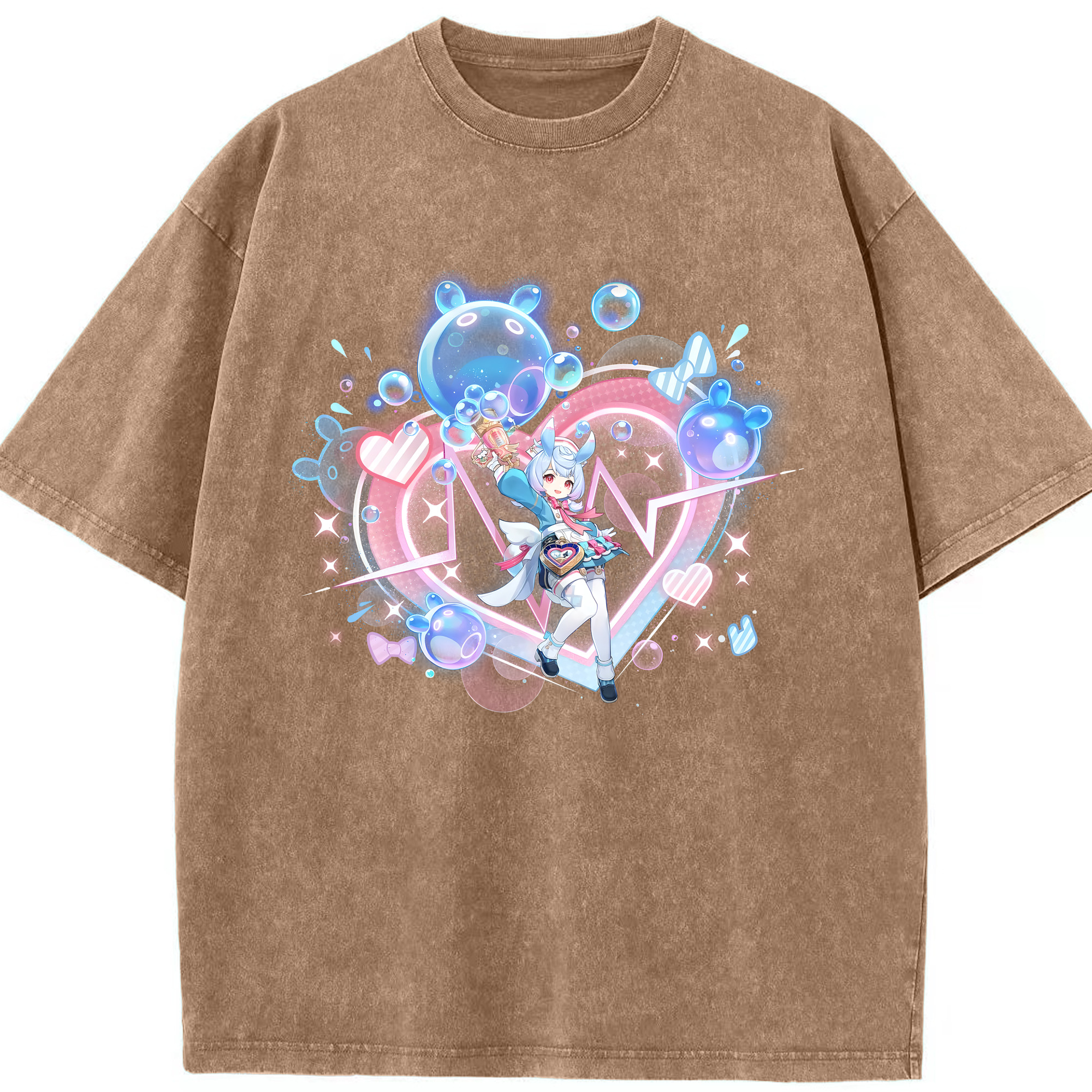 げんし神 シゲウィン genshin Shigewin 綿100% ヴィンテージ風 半袖Tシャツ（フロントプリント）
