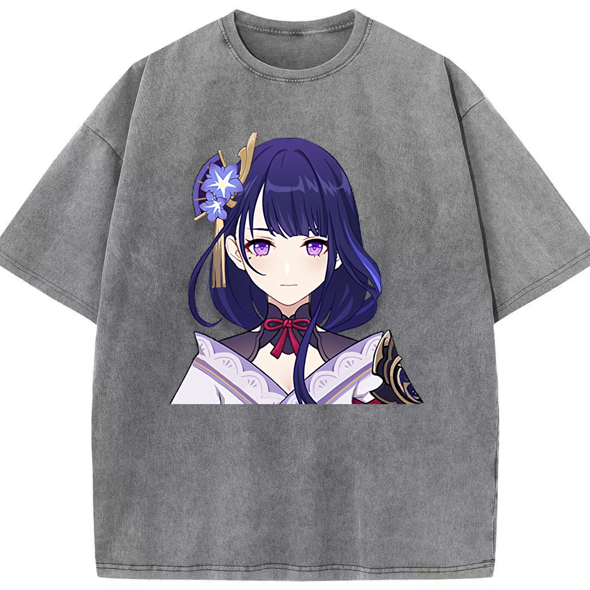 げんし神 雷電将軍 らいでんしょうぐん genshin Raiden Shogun 綿100% ヴィンテージ風 半袖Tシャツ（フロントプリント）