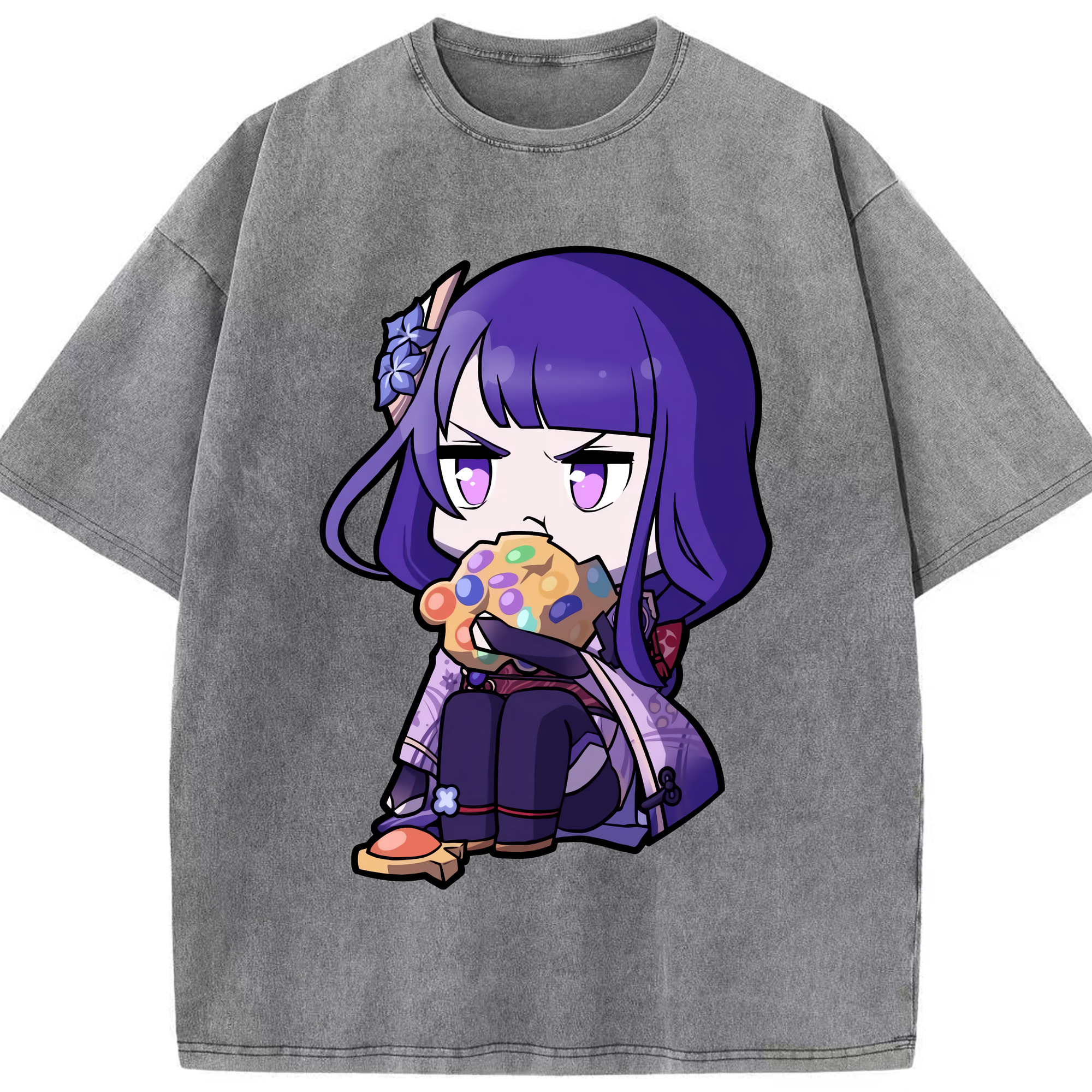 げんし神 雷電将軍 らいでんしょうぐん genshin Raiden Shogun 綿100% ヴィンテージ風 半袖Tシャツ（フロントプリント）
