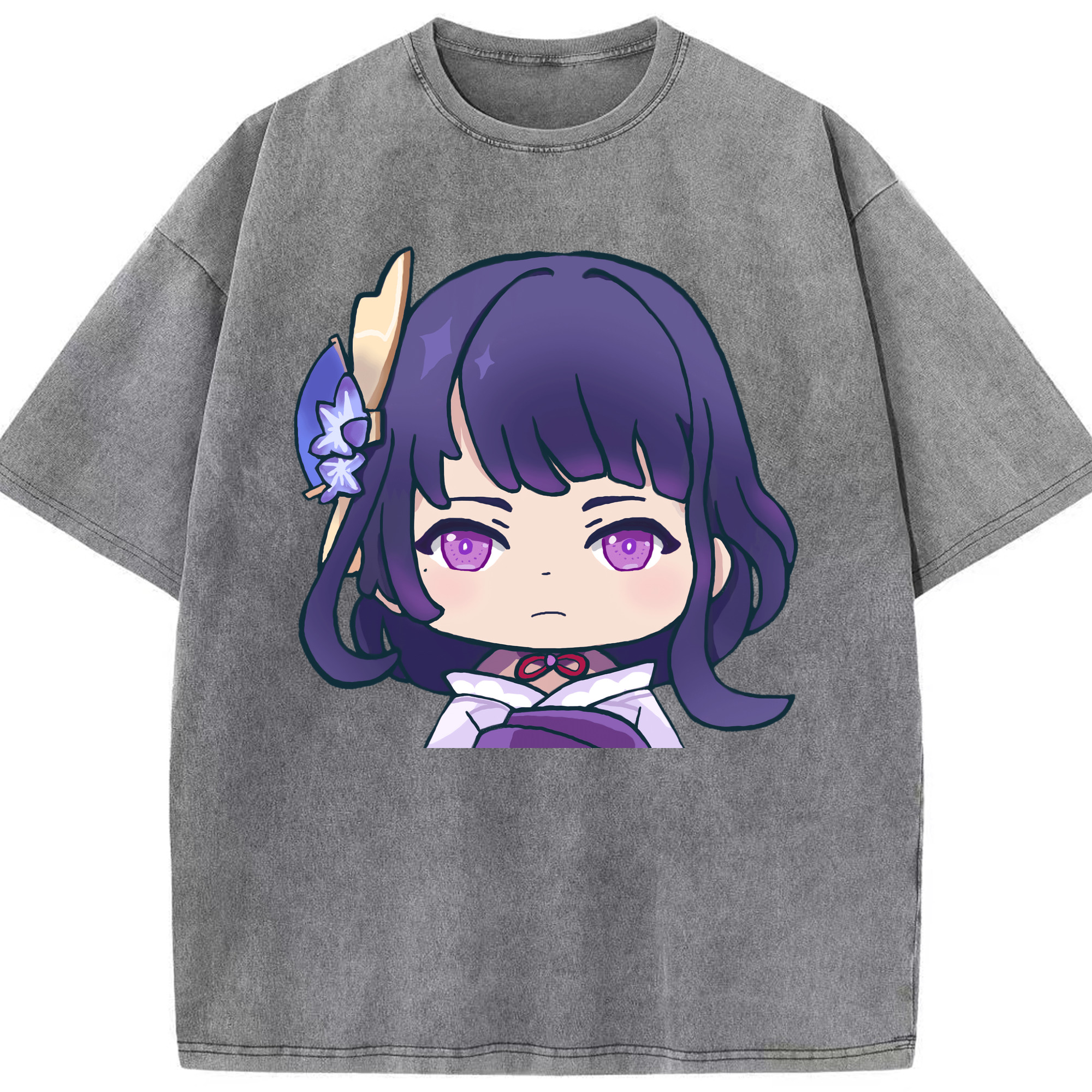 げんし神 雷電将軍 らいでんしょうぐん genshin Raiden Shogun 綿100% ヴィンテージ風 半袖Tシャツ（フロントプリント）