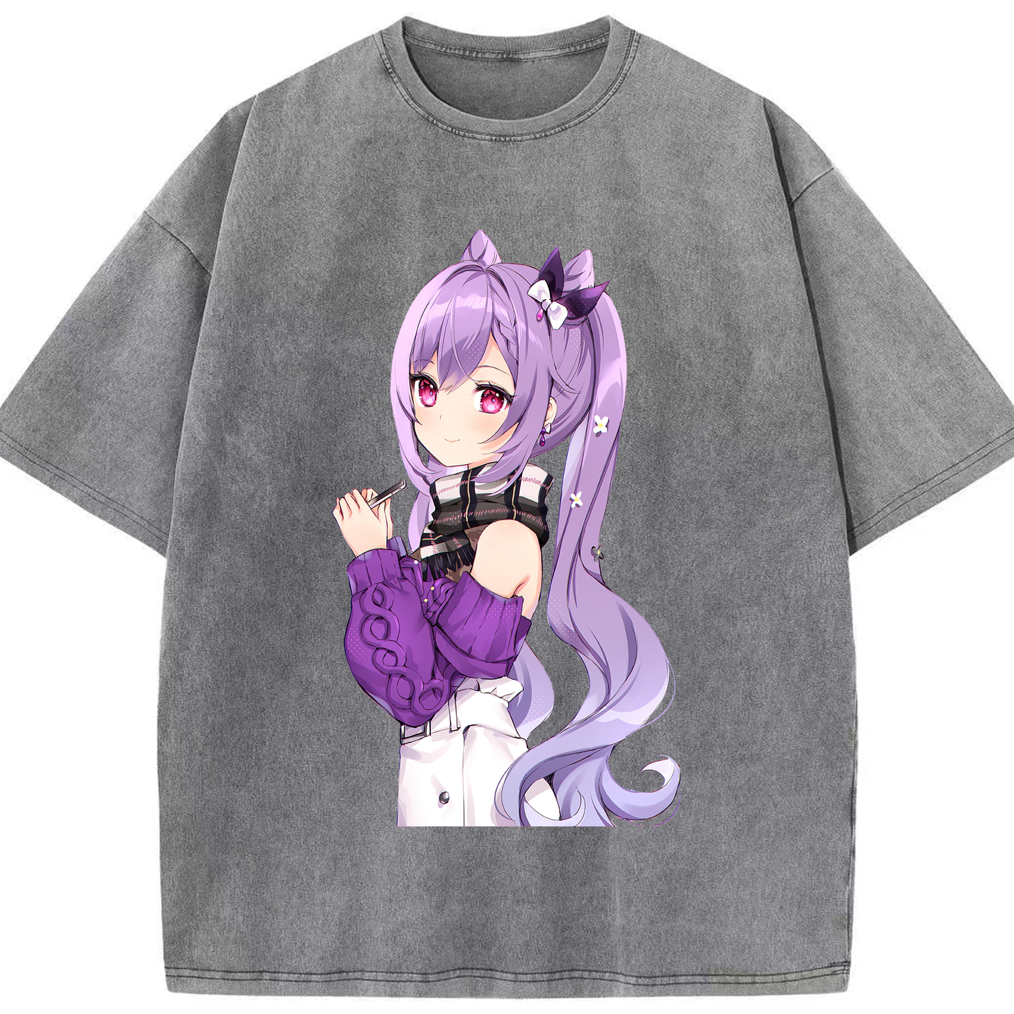 げんし神 刻晴 こくせい genshin Kokusei 綿100% ヴィンテージ風 半袖Tシャツ（フロントプリント）