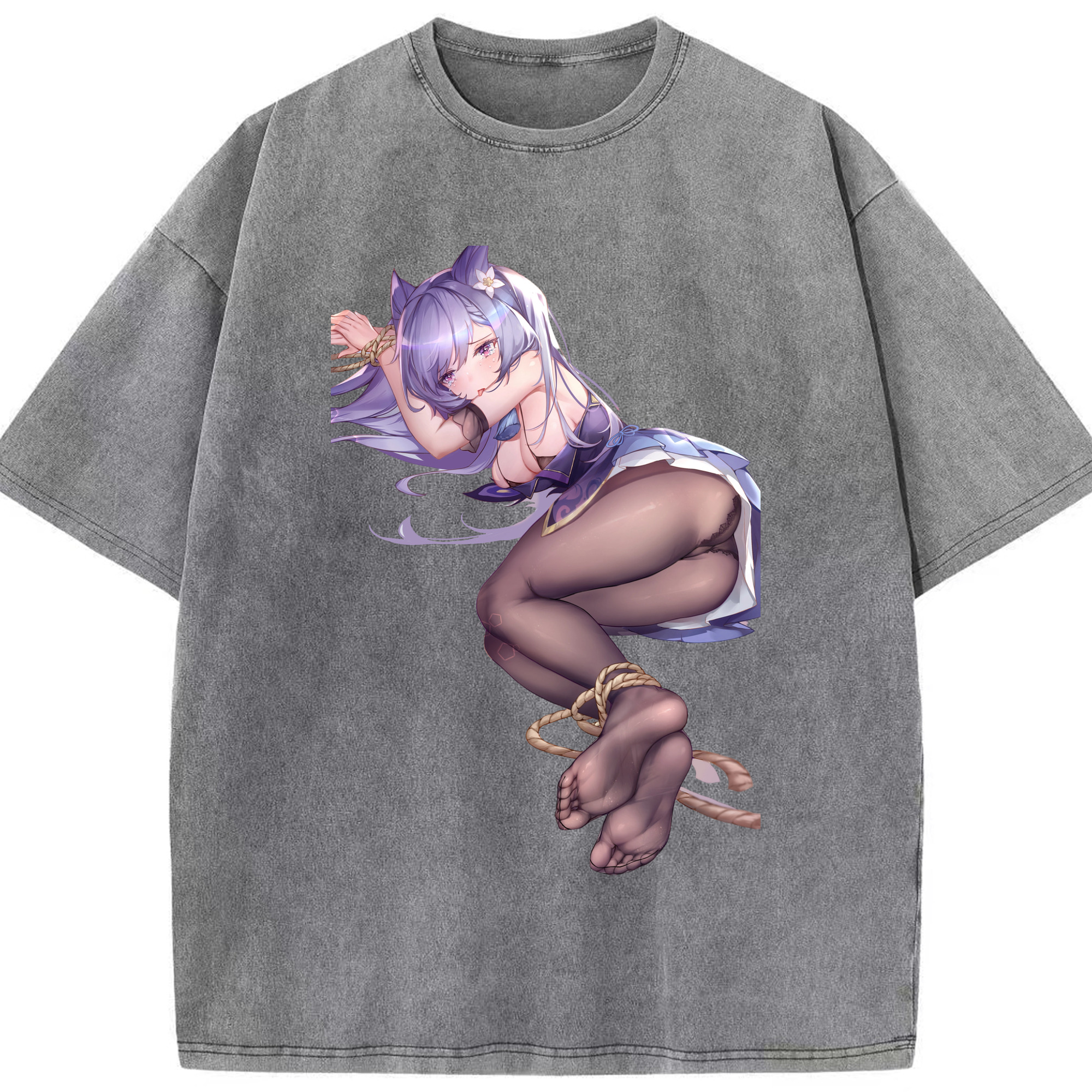 げんし神 刻晴 こくせい genshin Kokusei 綿100% ヴィンテージ風 半袖Tシャツ（フロントプリント）