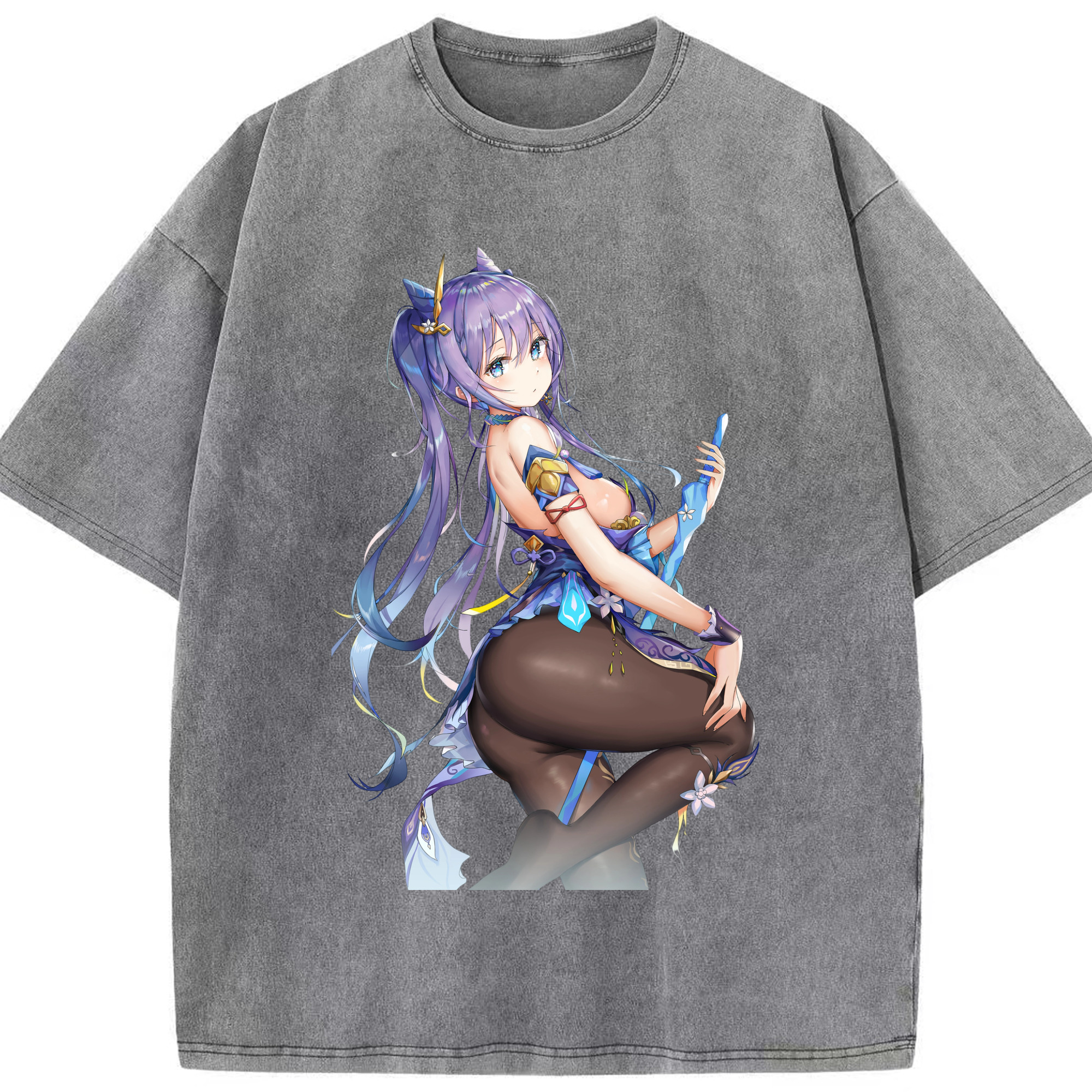 げんし神 刻晴 こくせい genshin Kokusei 綿100% ヴィンテージ風 半袖Tシャツ（フロントプリント）