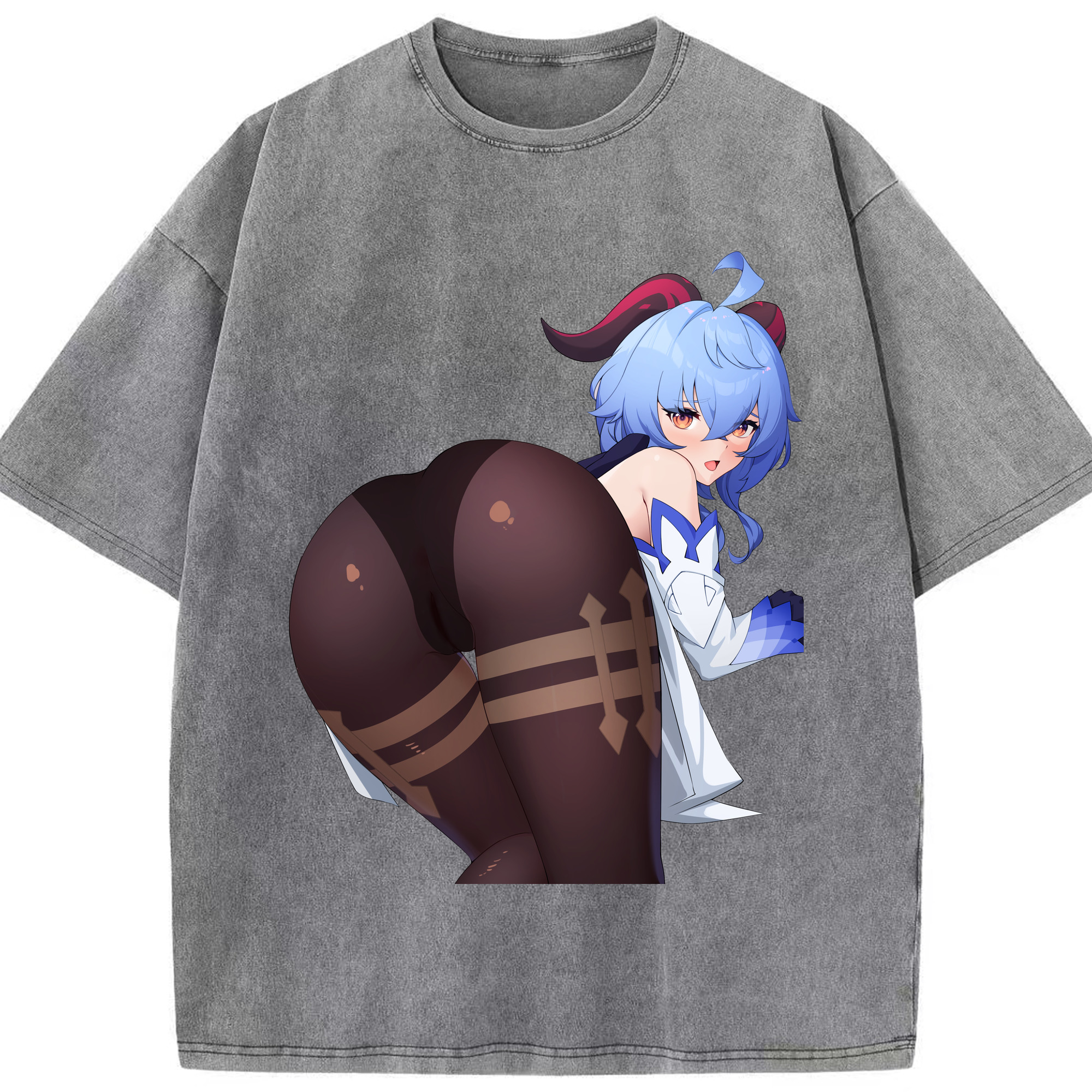 げんし神 甘雨 かんう genshin Ganyu 綿100% ヴィンテージ風 半袖Tシャツ（フロントプリント）