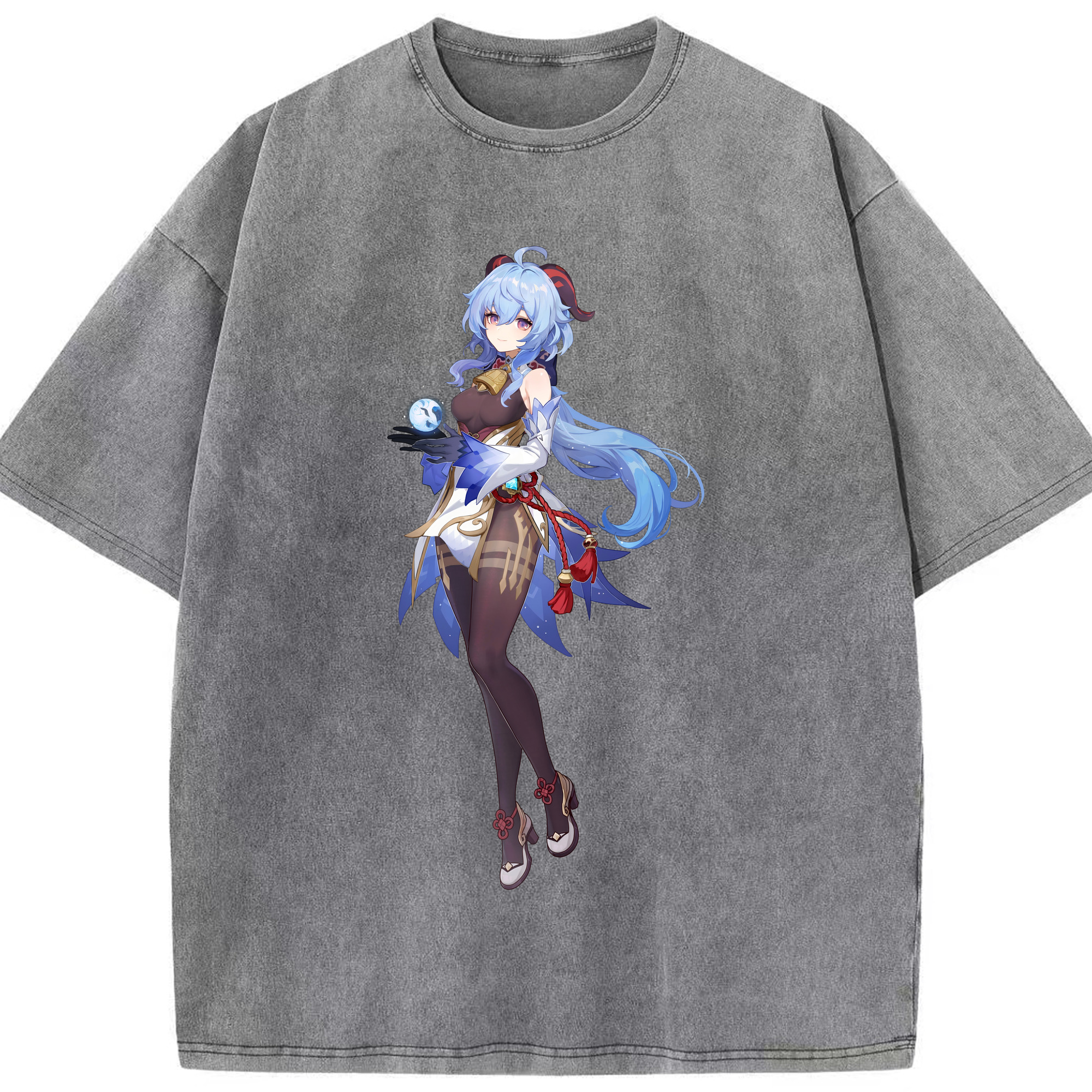 げんし神 甘雨 かんう genshin Ganyu 綿100% ヴィンテージ風 半袖Tシャツ（フロントプリント）