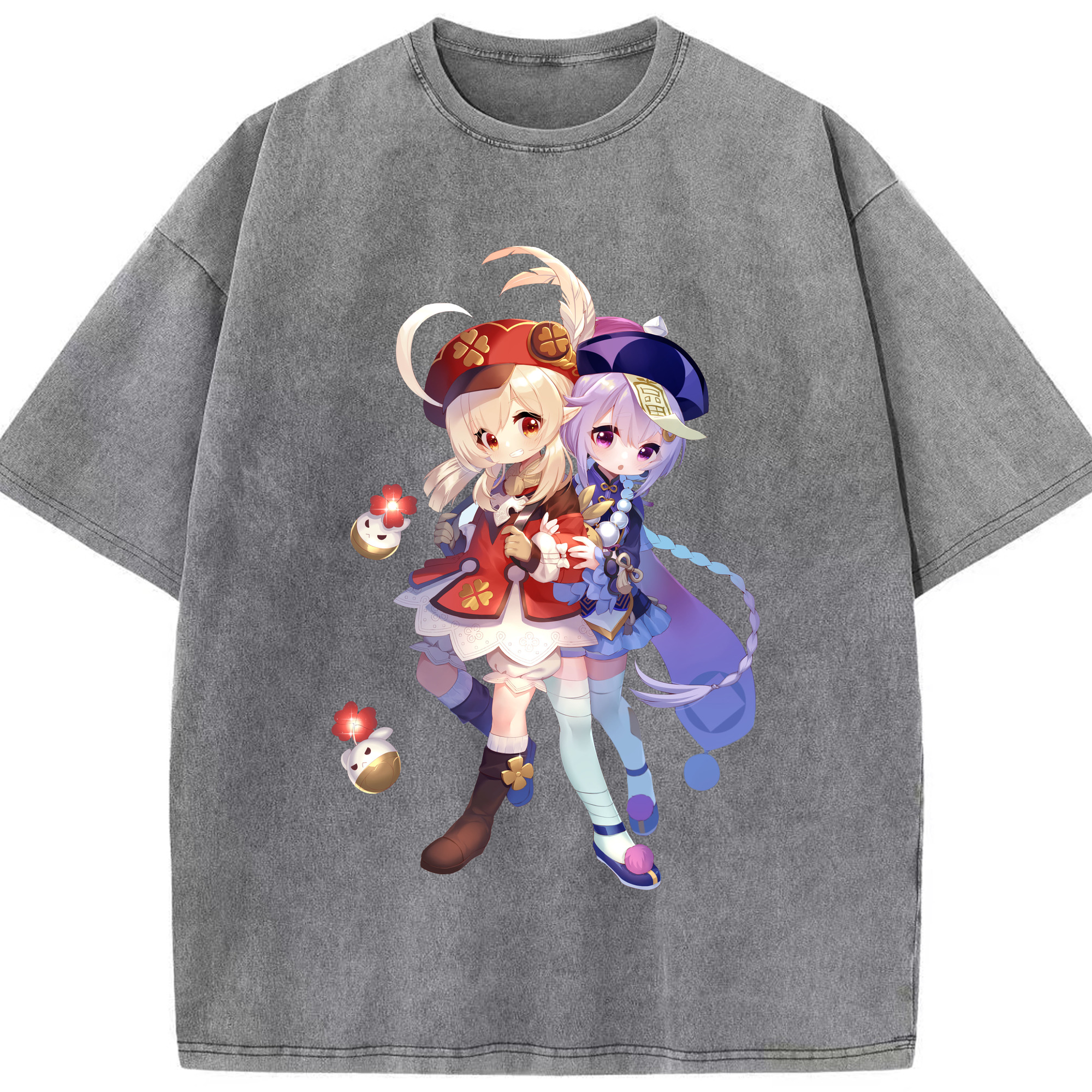げんし神 七七 なな  genshin Nana 綿100% ヴィンテージ風 半袖Tシャツ（フロントプリント）