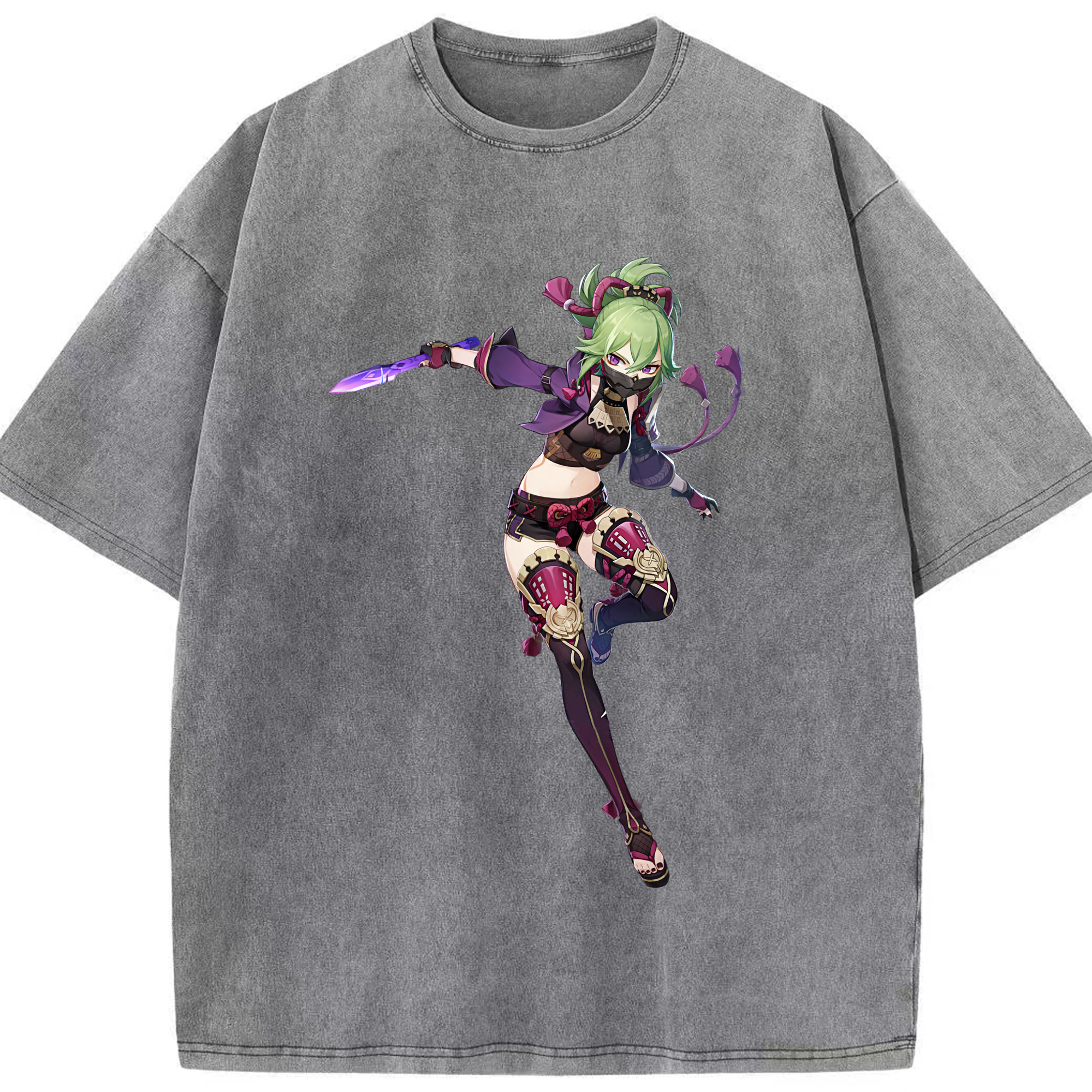 げんし神  久岐忍 くき しのぶ genshin Kuki Shinobu 綿100% ヴィンテージ風 半袖Tシャツ（フロントプリント）