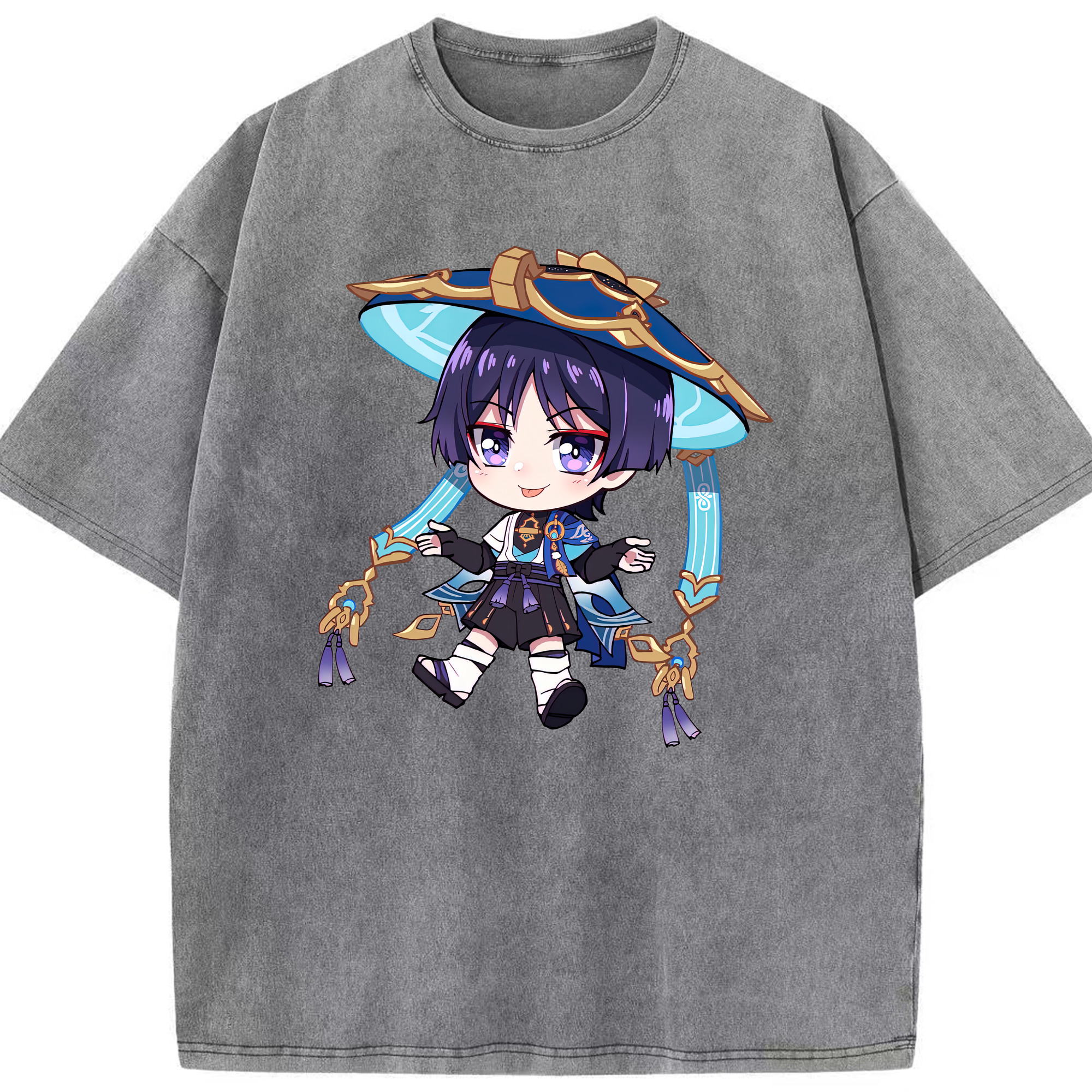 げんし神 さんペい genshin Sanpei 綿100% ヴィンテージ風 半袖Tシャツ（フロントプリント）