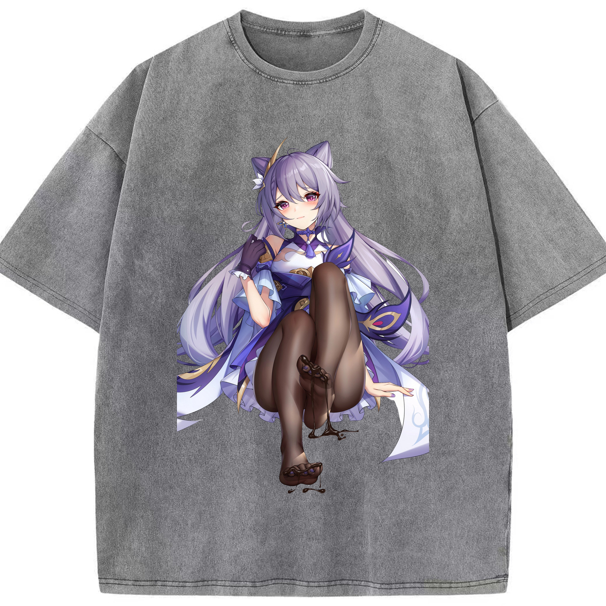 げんし神 刻晴 こくせい genshin Kokusei 綿100% ヴィンテージ風 半袖Tシャツ（フロントプリント）