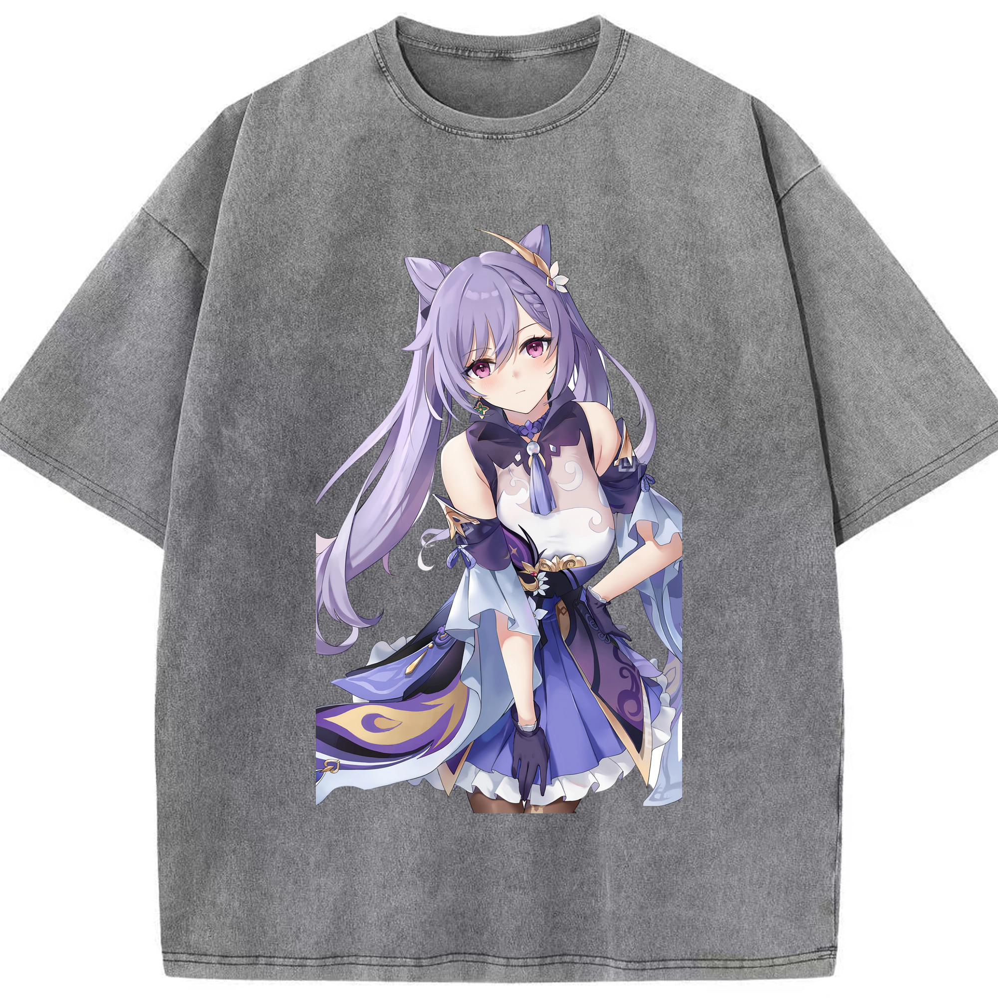げんし神 刻晴 こくせい genshin Kokusei 綿100% ヴィンテージ風 半袖Tシャツ（フロントプリント）