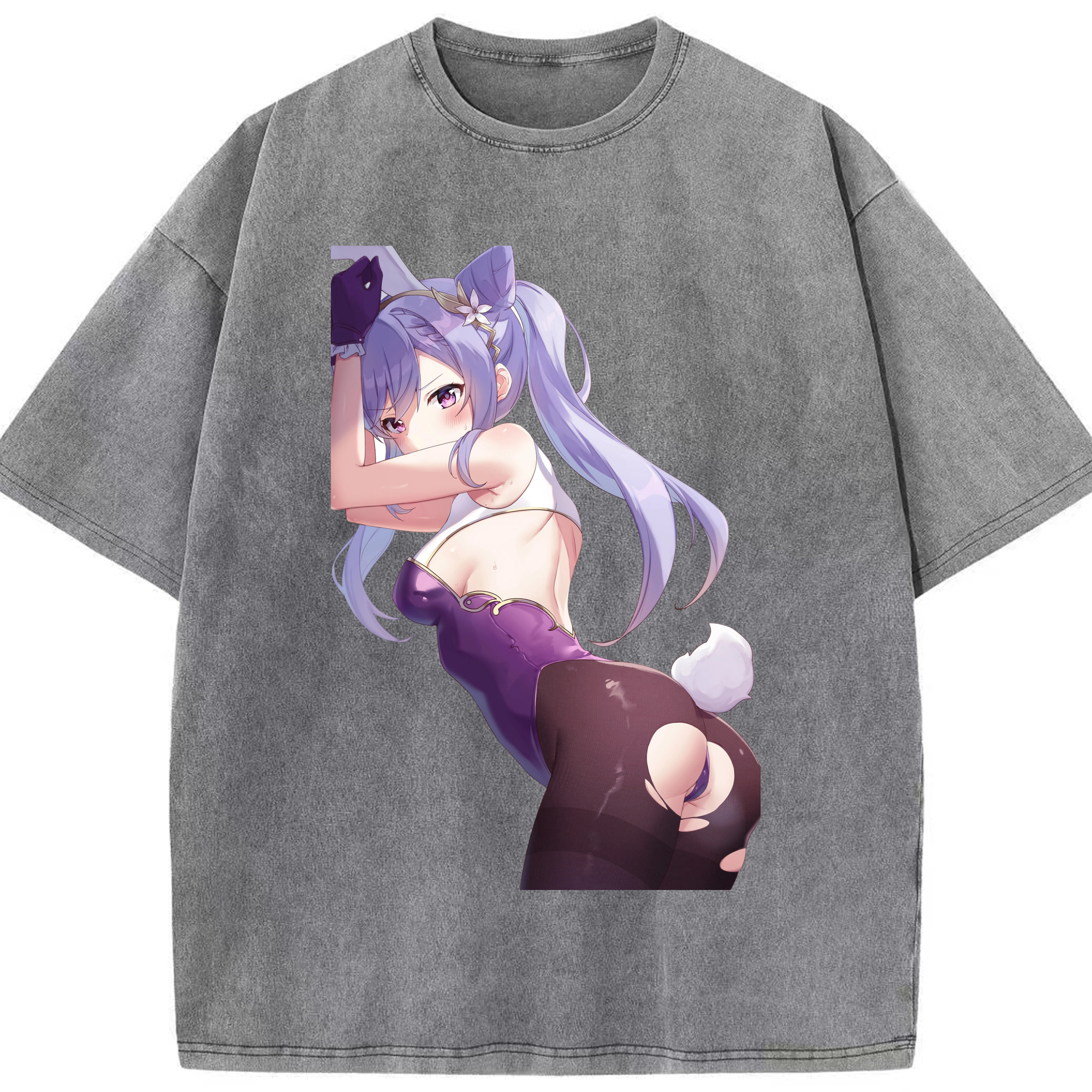 げんし神 刻晴 こくせい genshin Kokusei 綿100% ヴィンテージ風 半袖Tシャツ（フロントプリント）