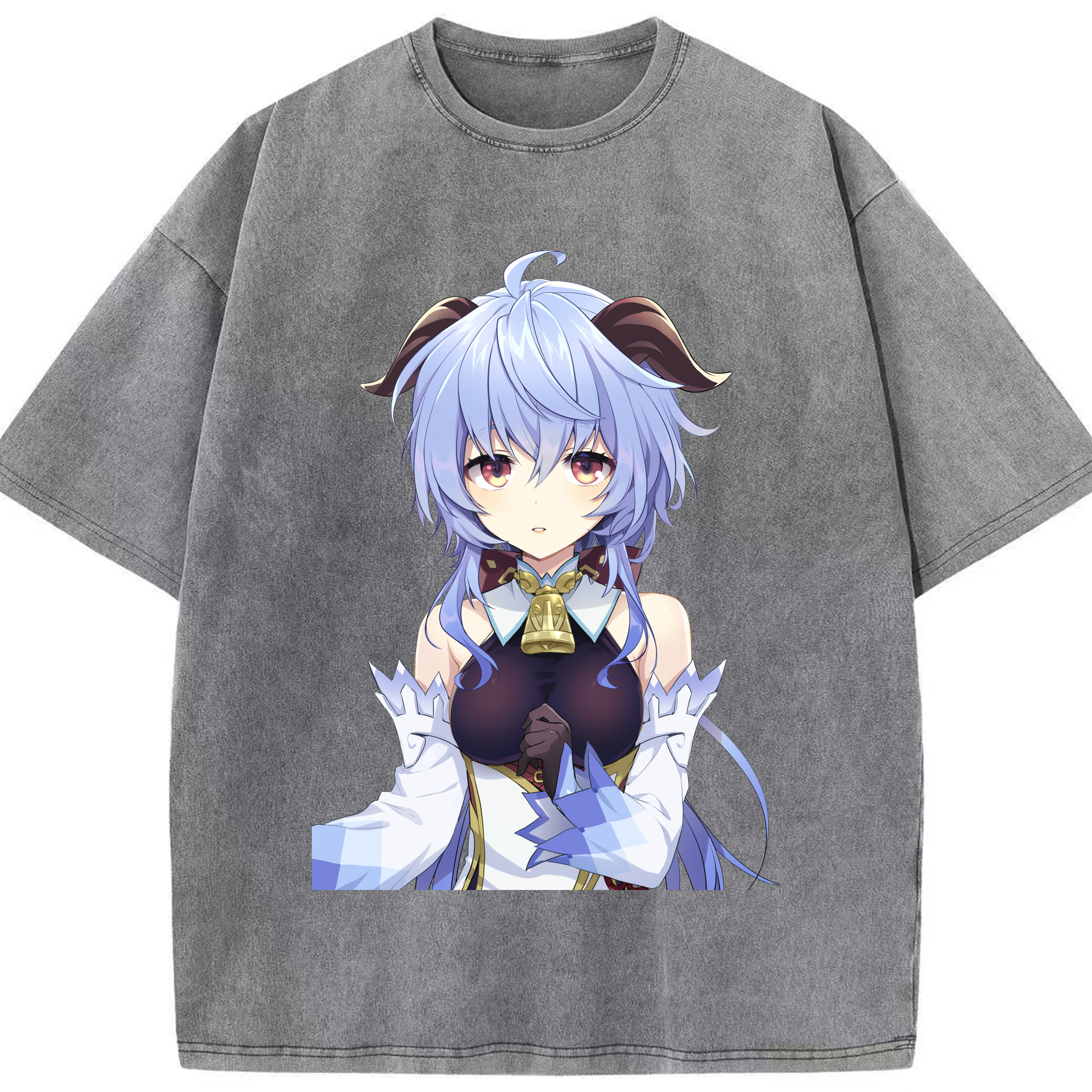げんし神 甘雨 かんう genshin Ganyu 綿100% ヴィンテージ風 半袖Tシャツ（フロントプリント）